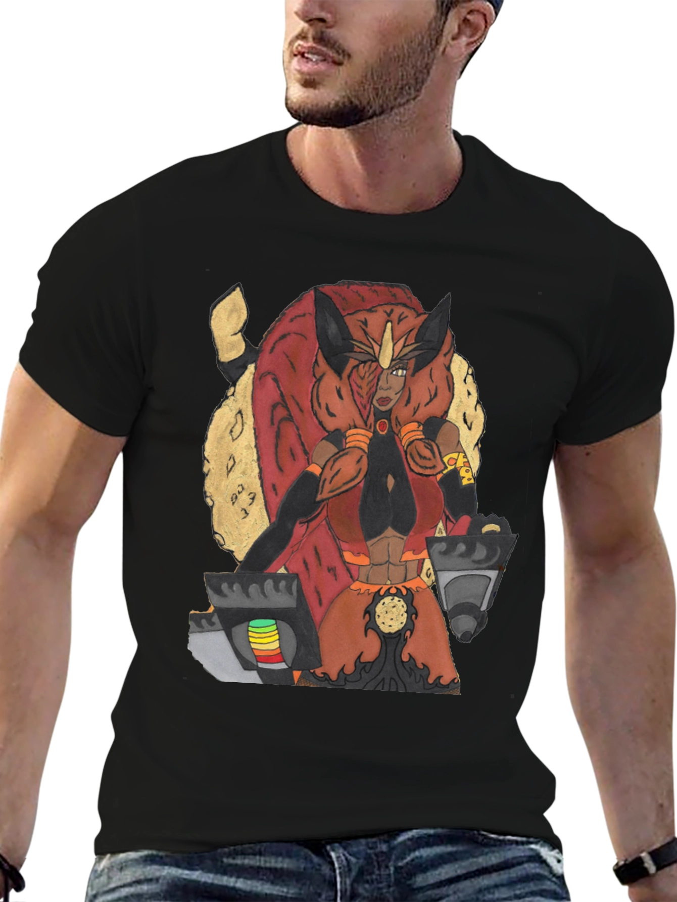 Warrior Character Graphic Print Tee - Black