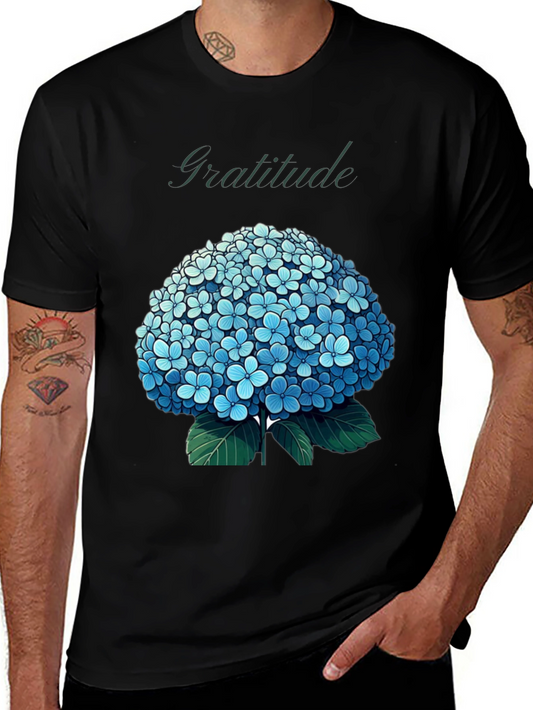 Gratitude Hydrangea Graphic Tee - Black