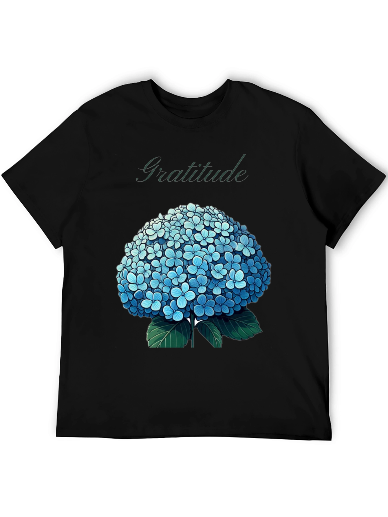 Gratitude Hydrangea Graphic Tee - Black