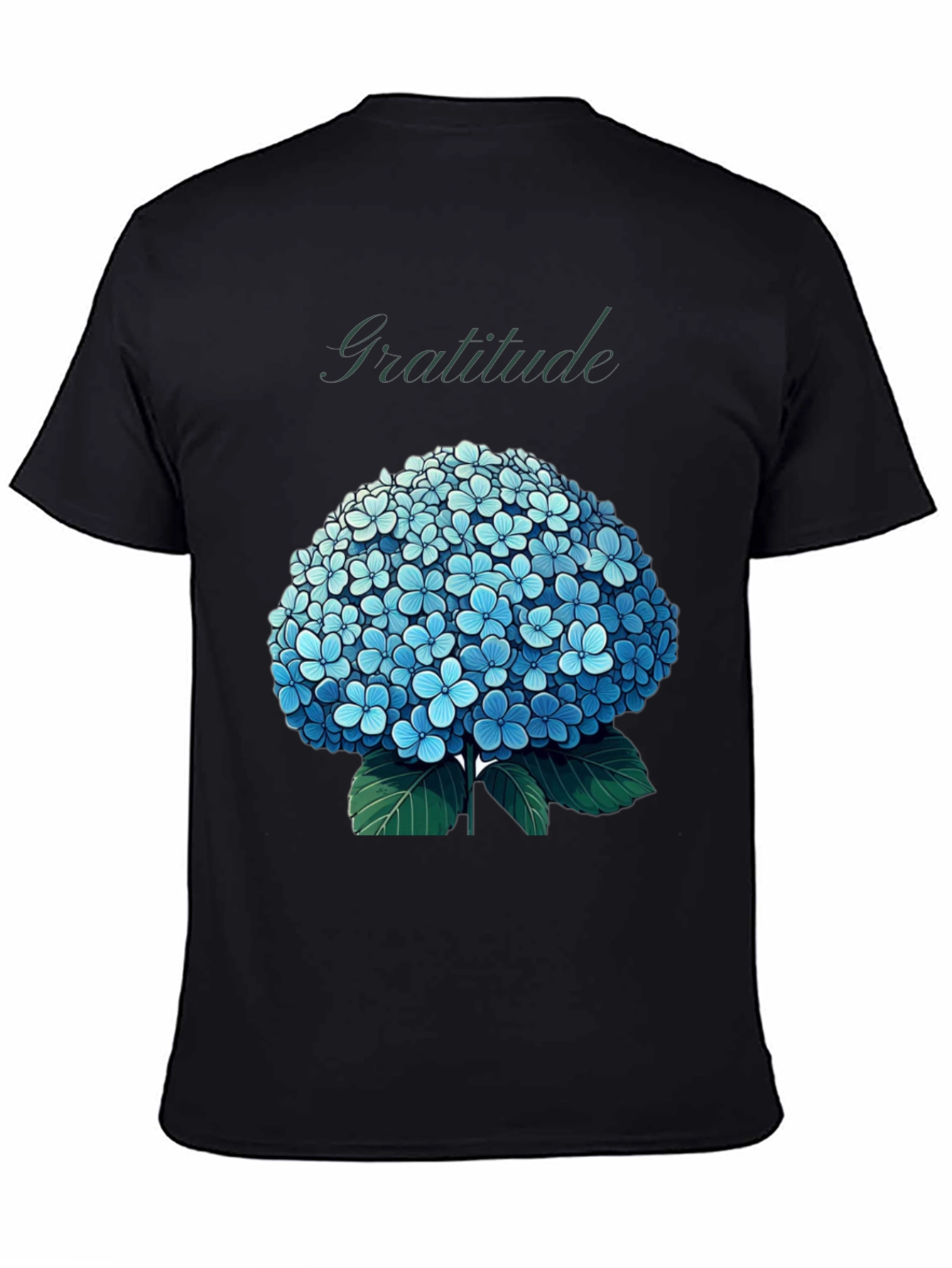 Gratitude Hydrangea Graphic Tee - Black