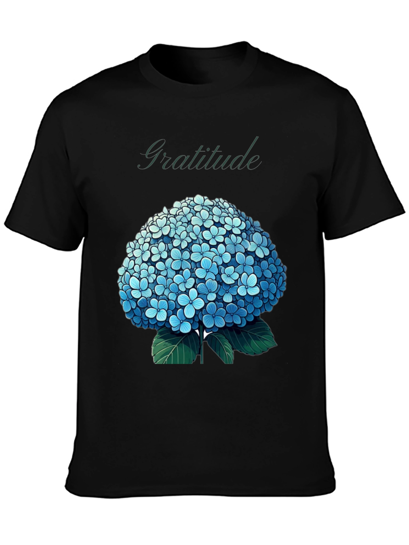 Gratitude Hydrangea Graphic Tee - Black