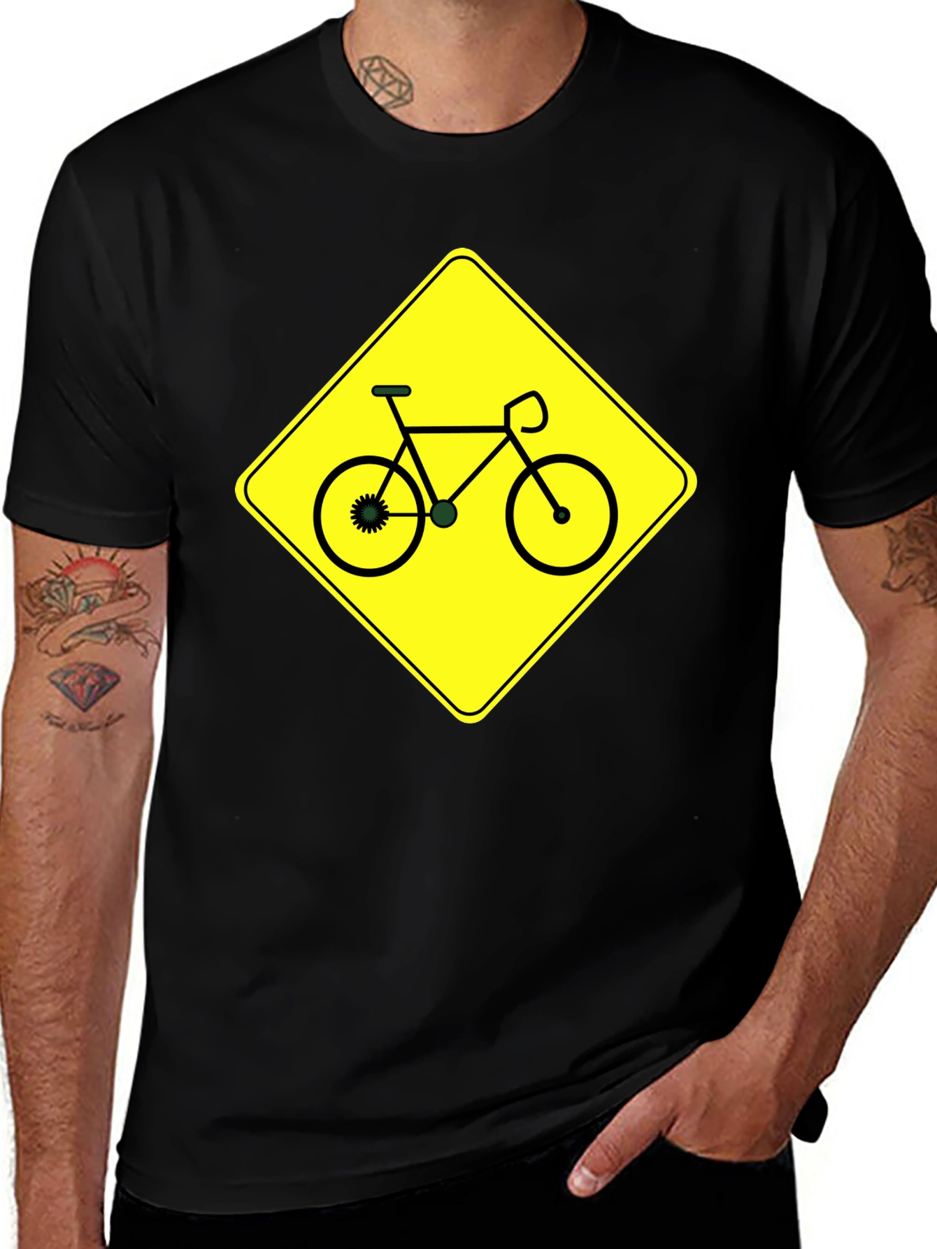 Bike Sign Graphic T-Shirt - Black