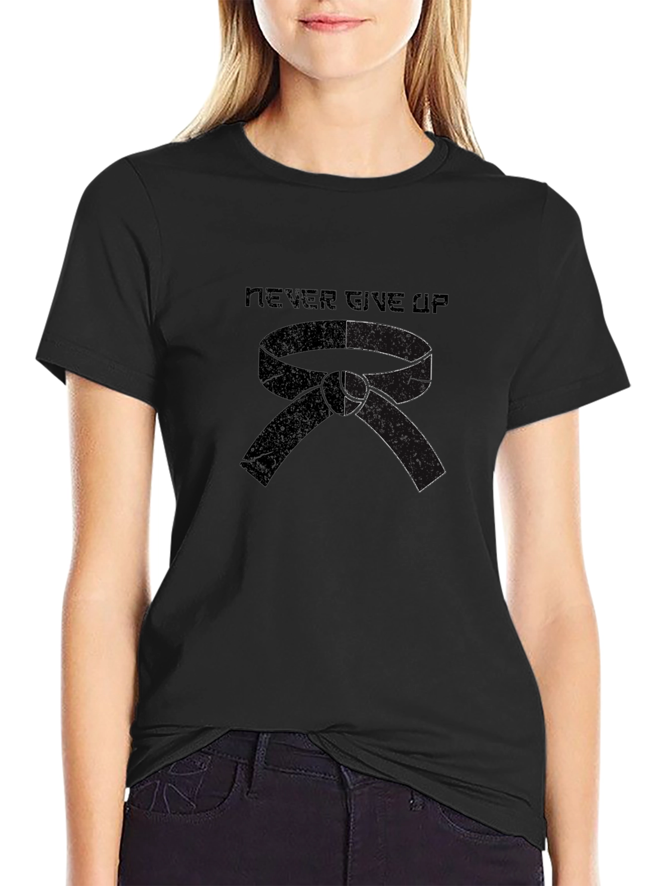 Never Give Up Martial Arts Black Belt T-Shirt