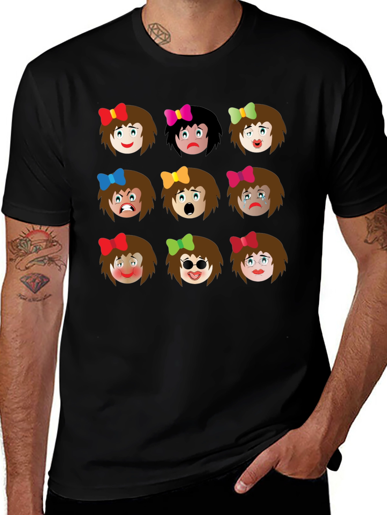 Emotions Graphic Tee - Black Cotton Blend