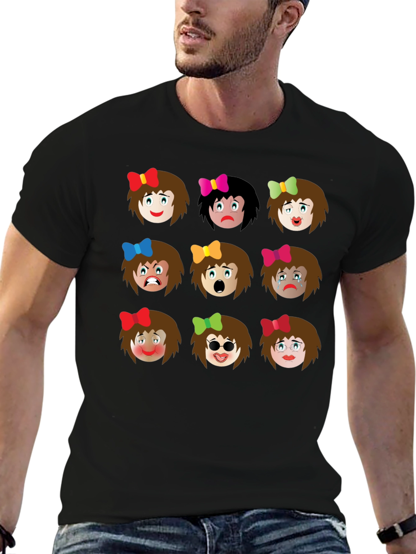 Emotions Graphic Tee - Black Cotton Blend