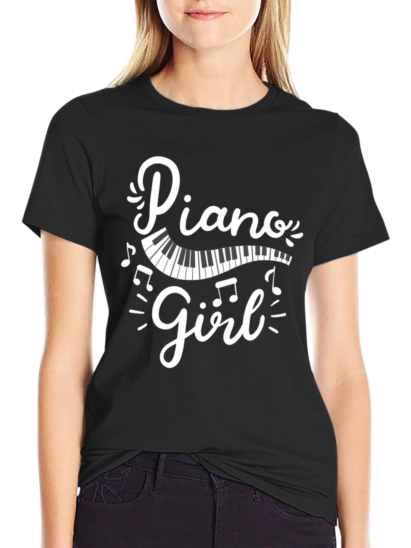 Piano Girl Graphic Tee - Music Lovers T-Shirt