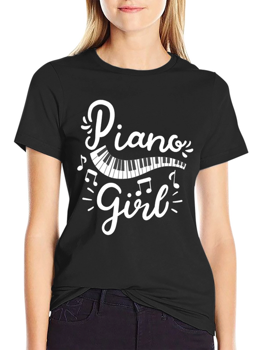 Piano Girl Graphic Tee - Music Lovers T-Shirt