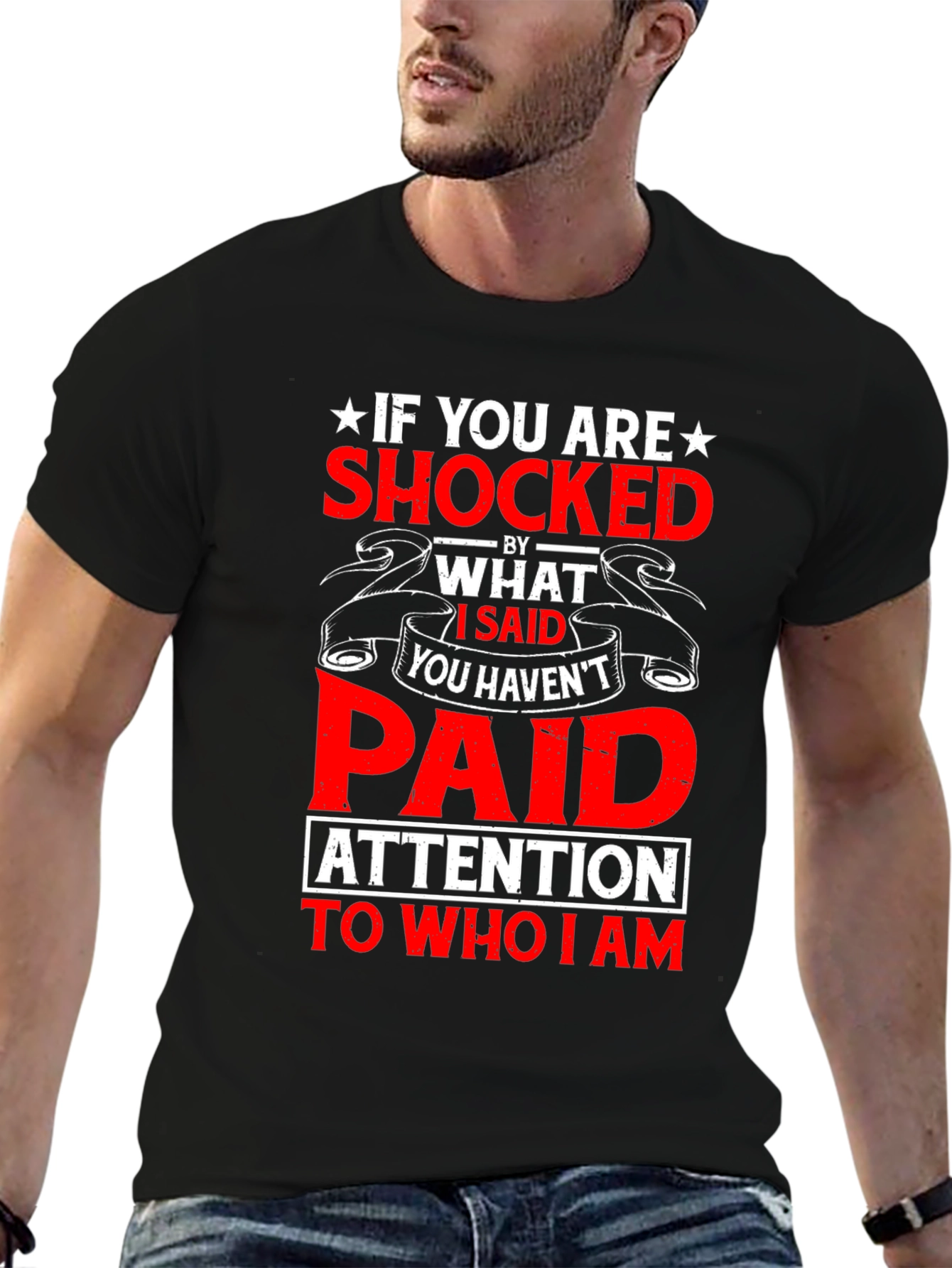 Shocked? Graphic Print Mens Black T-Shirt