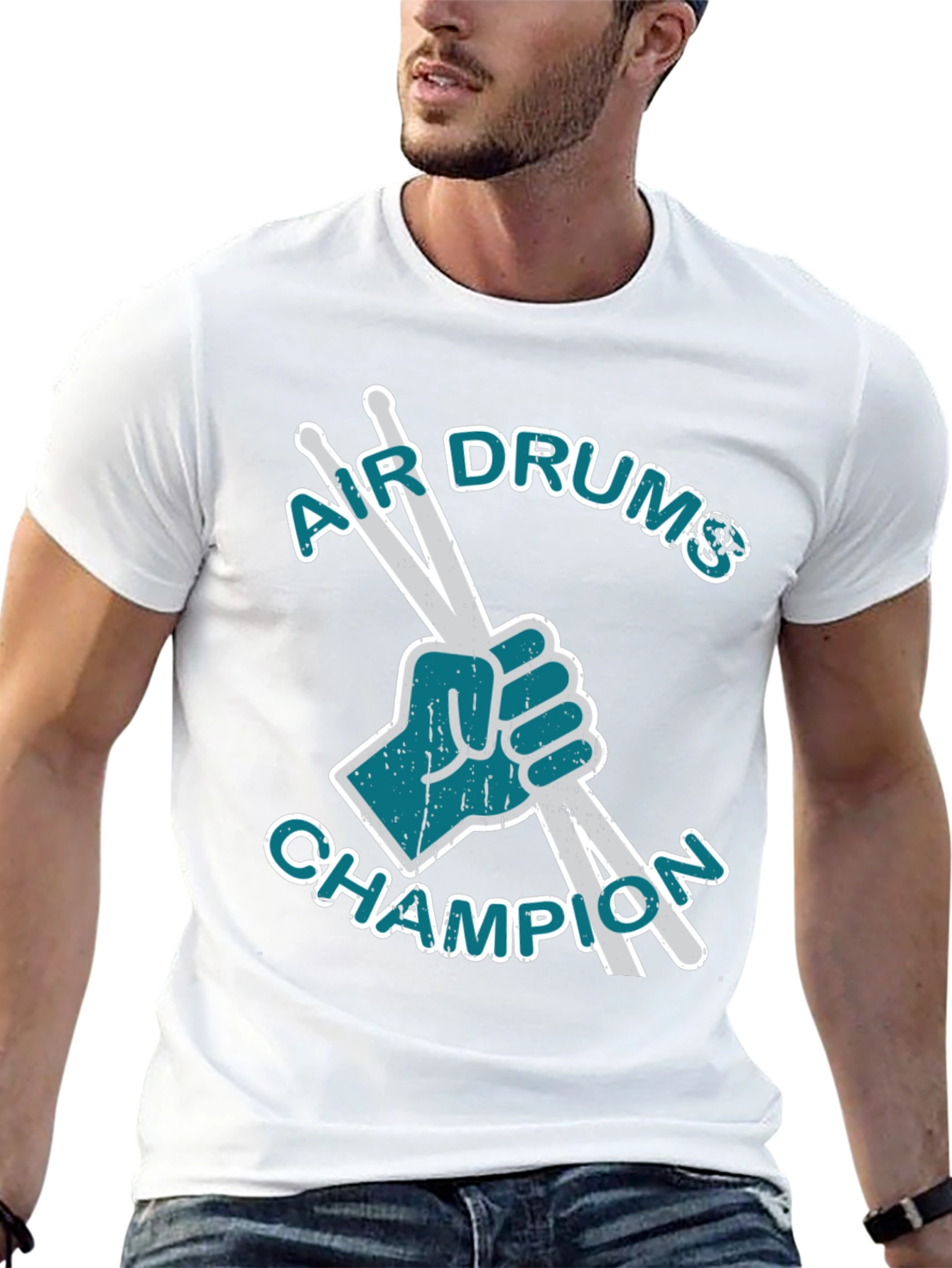 Air Drums Champion Graphic Tee - Black Cotton T-Shirt