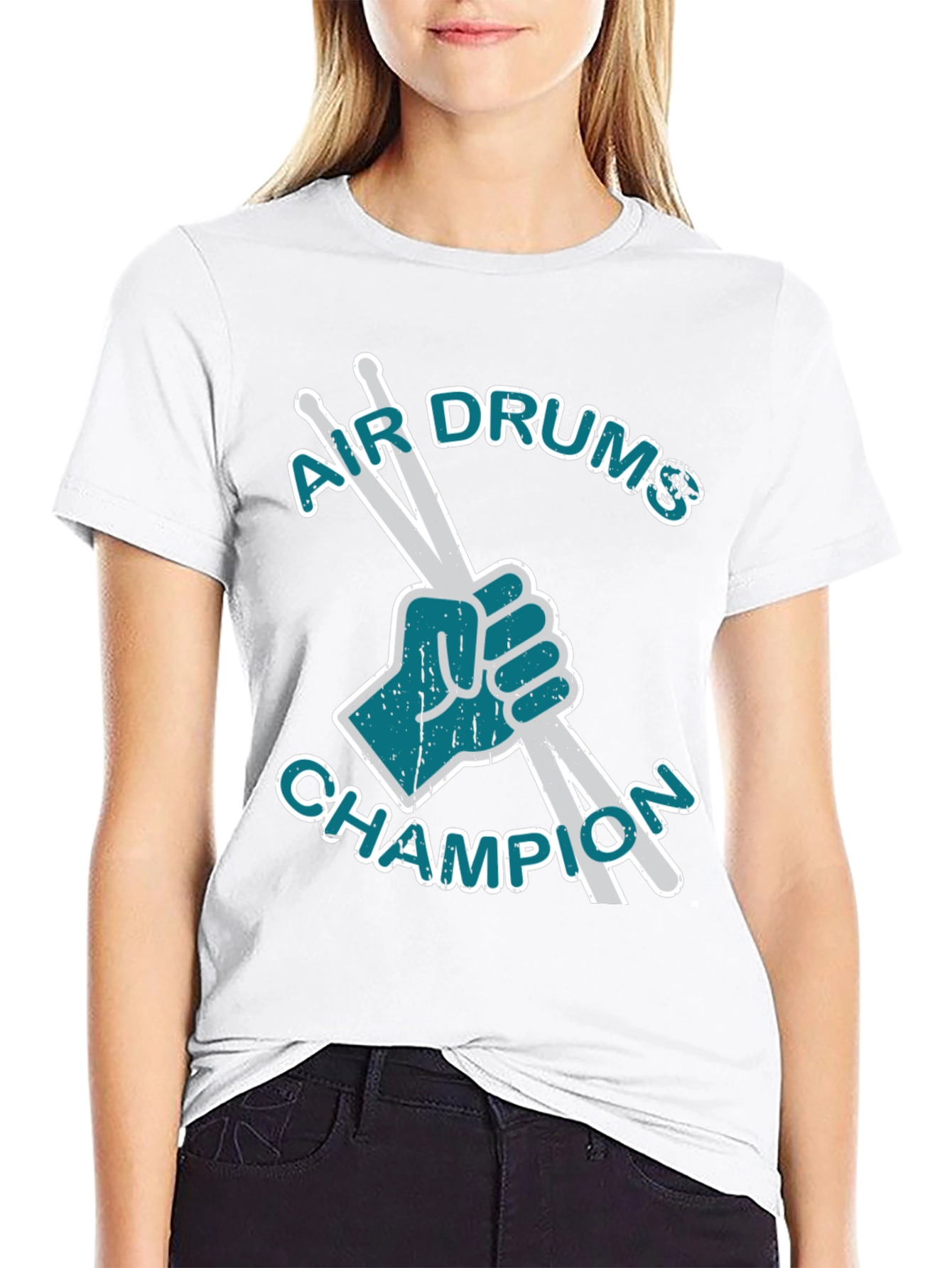 Air Drums Champion Graphic Tee - Black Cotton T-Shirt