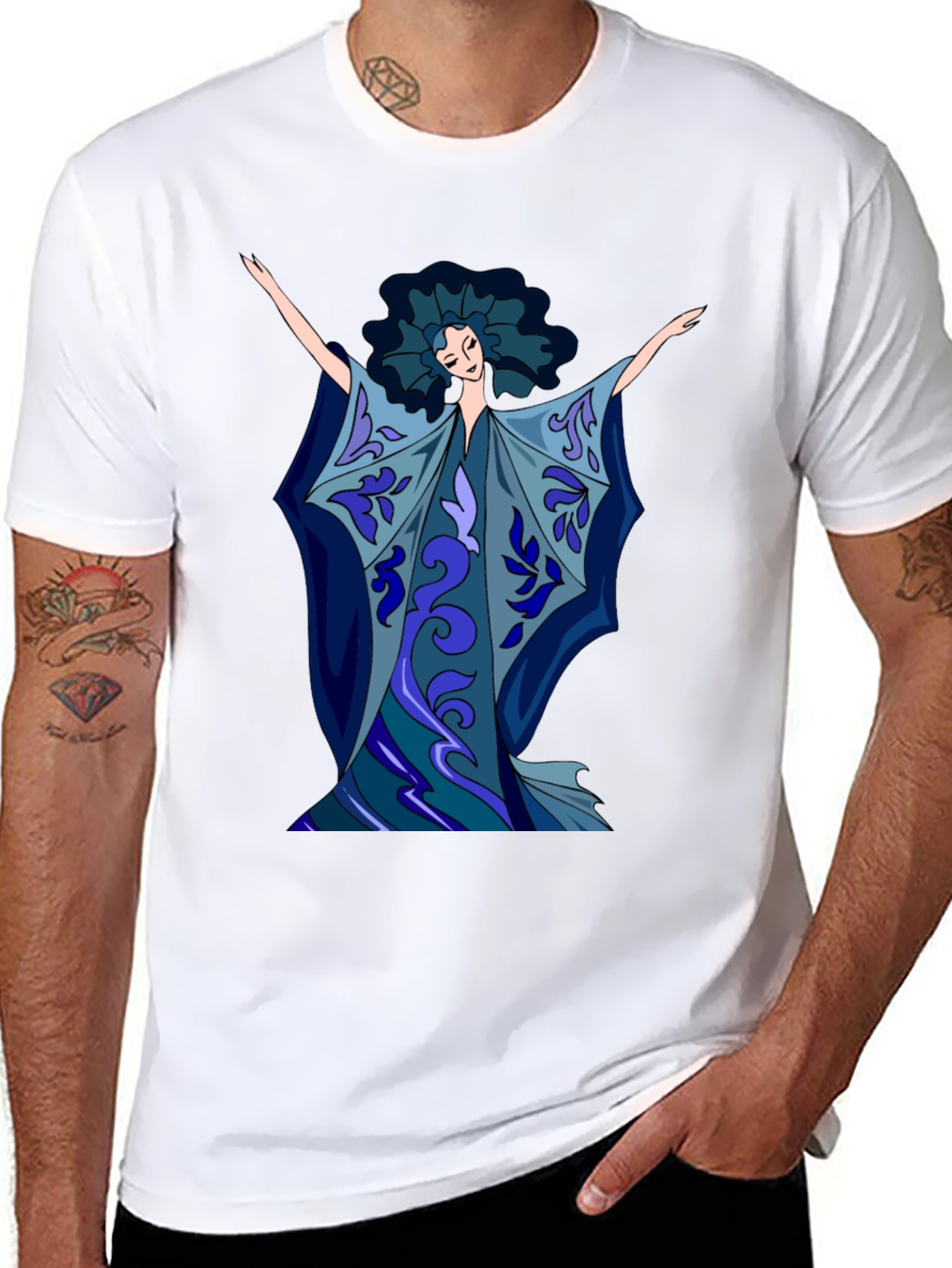 Artistic Print Black T-Shirt