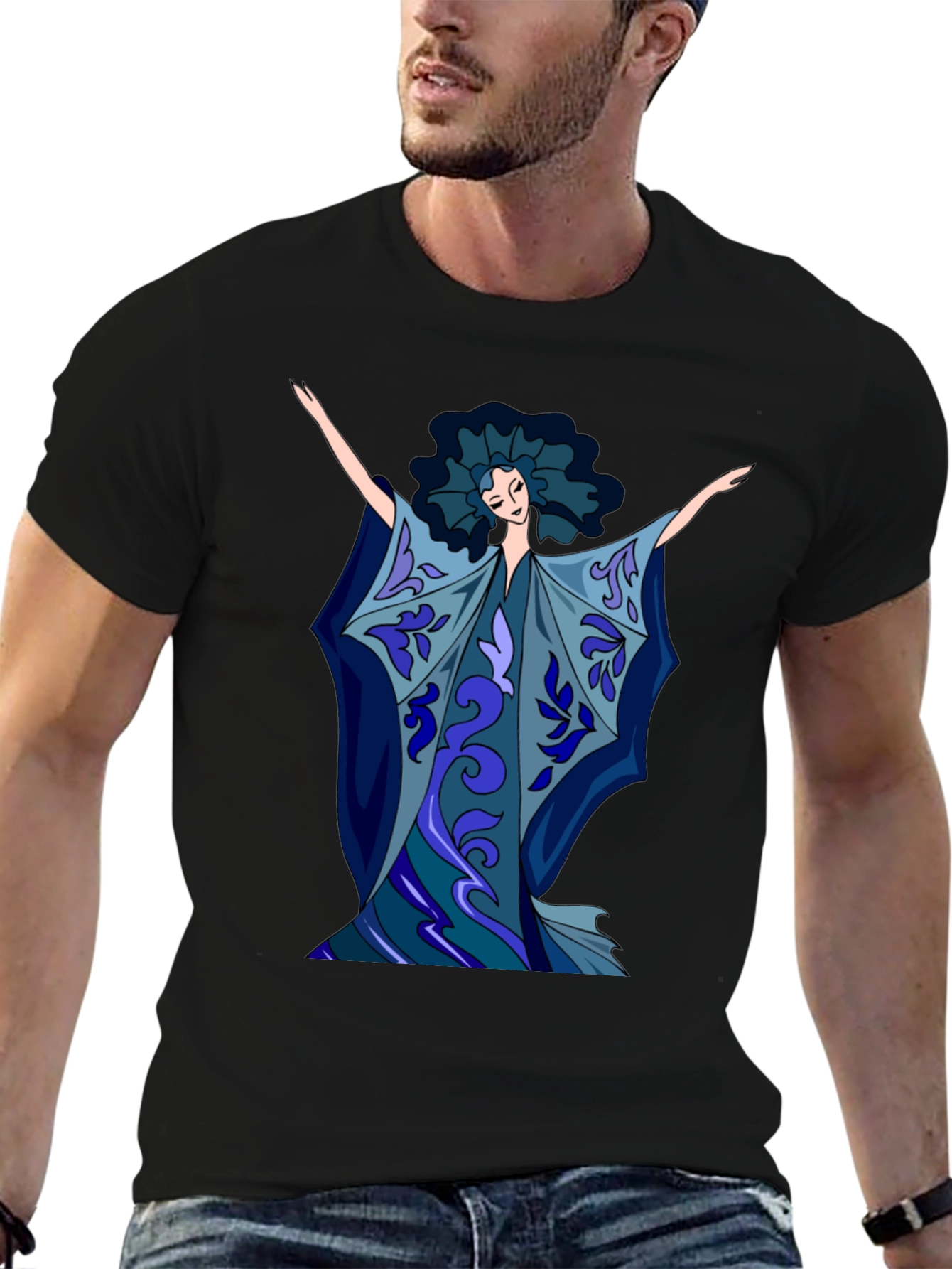 Artistic Print Black T-Shirt