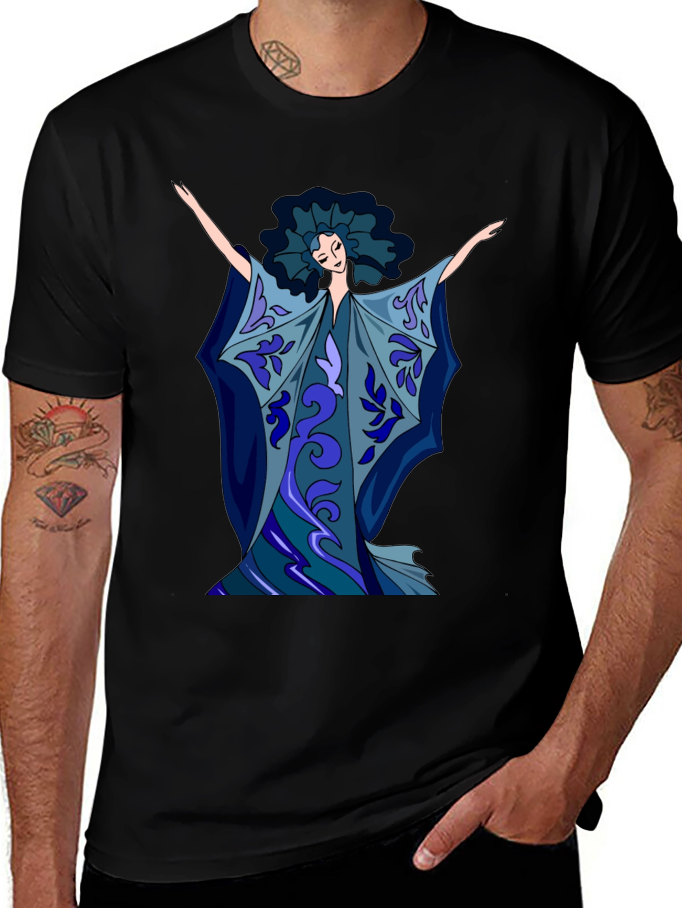 Artistic Print Black T-Shirt