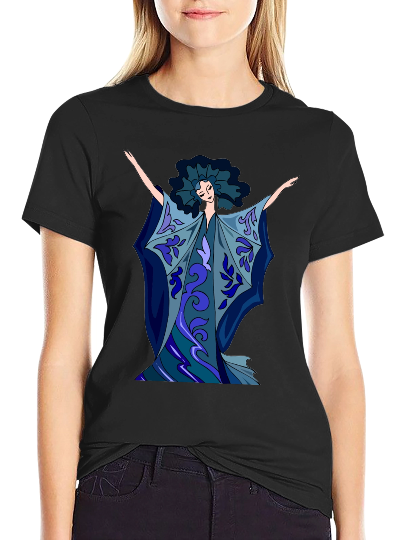 Artistic Print Black T-Shirt