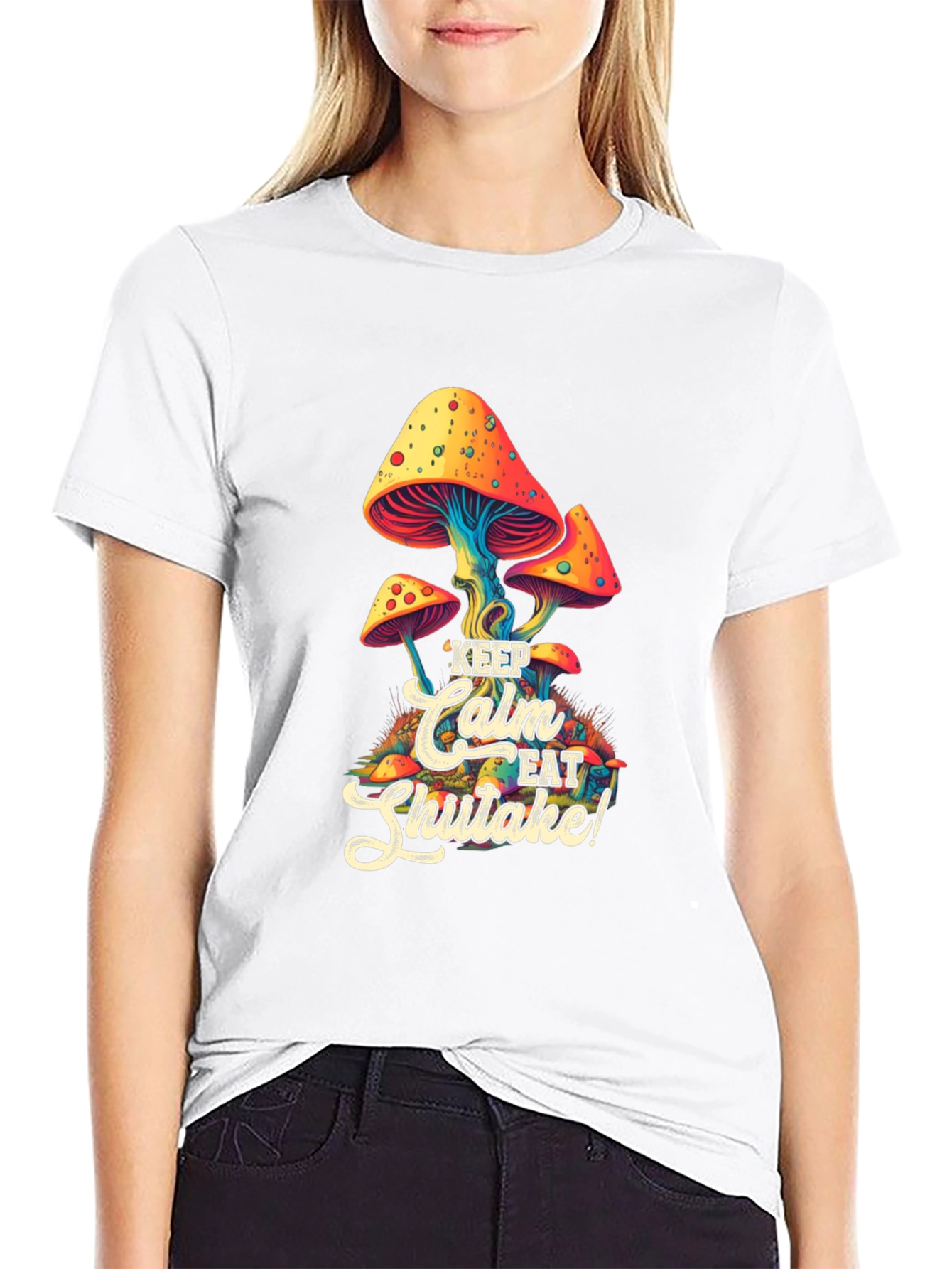 Keep Calm Eat Shiitake Mushroom Graphic Tee