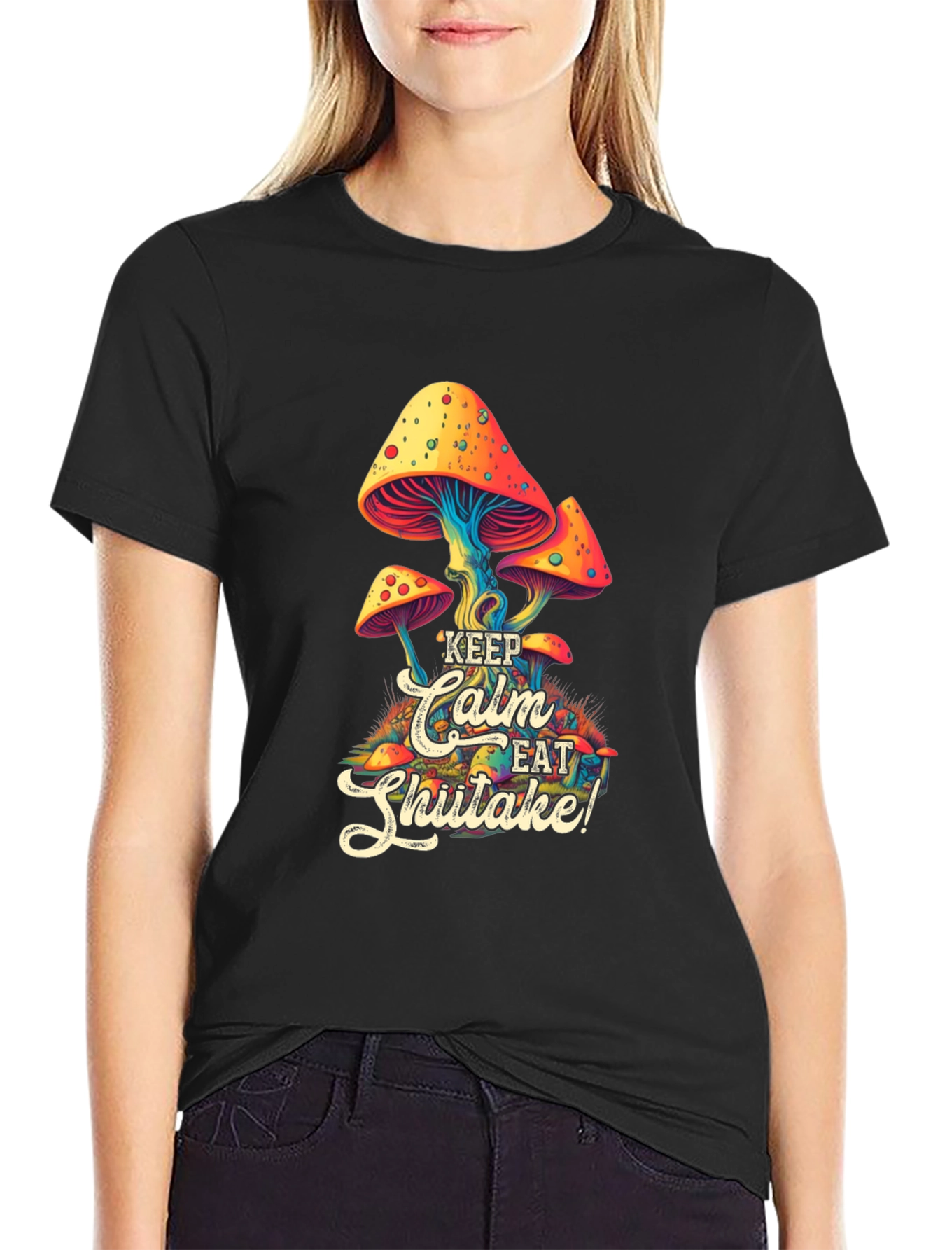 Keep Calm Eat Shiitake Mushroom Graphic Tee