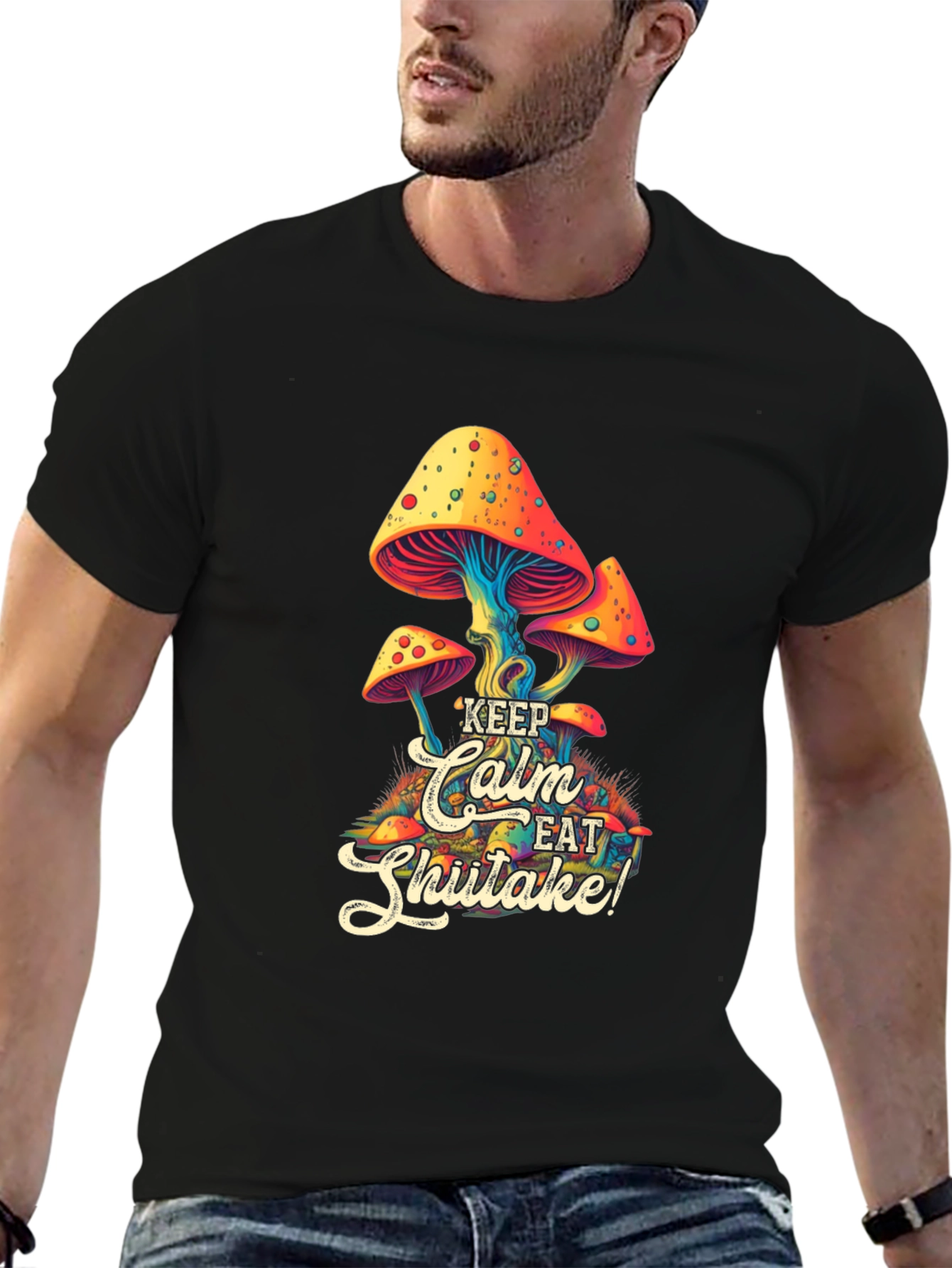 Keep Calm Eat Shiitake Mushroom Graphic Tee