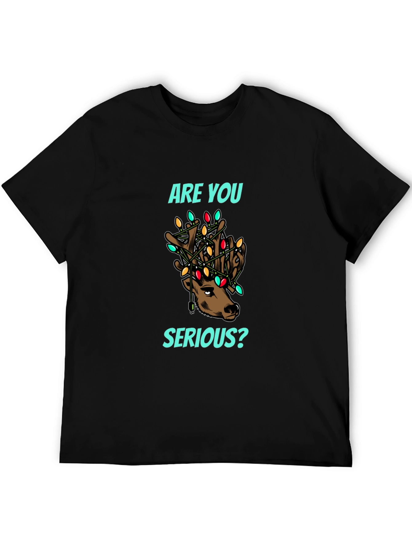 Are You Serious? Reindeer Christmas Lights T-Shirt