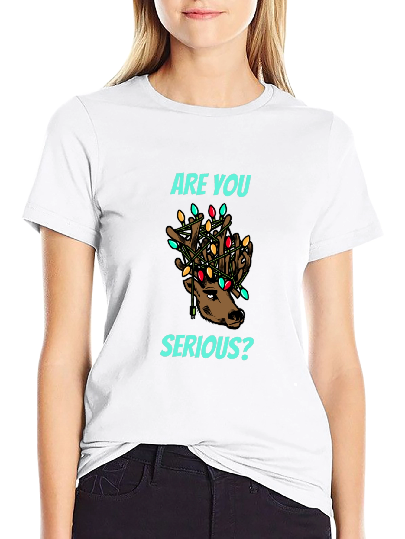 Are You Serious? Reindeer Christmas Lights T-Shirt