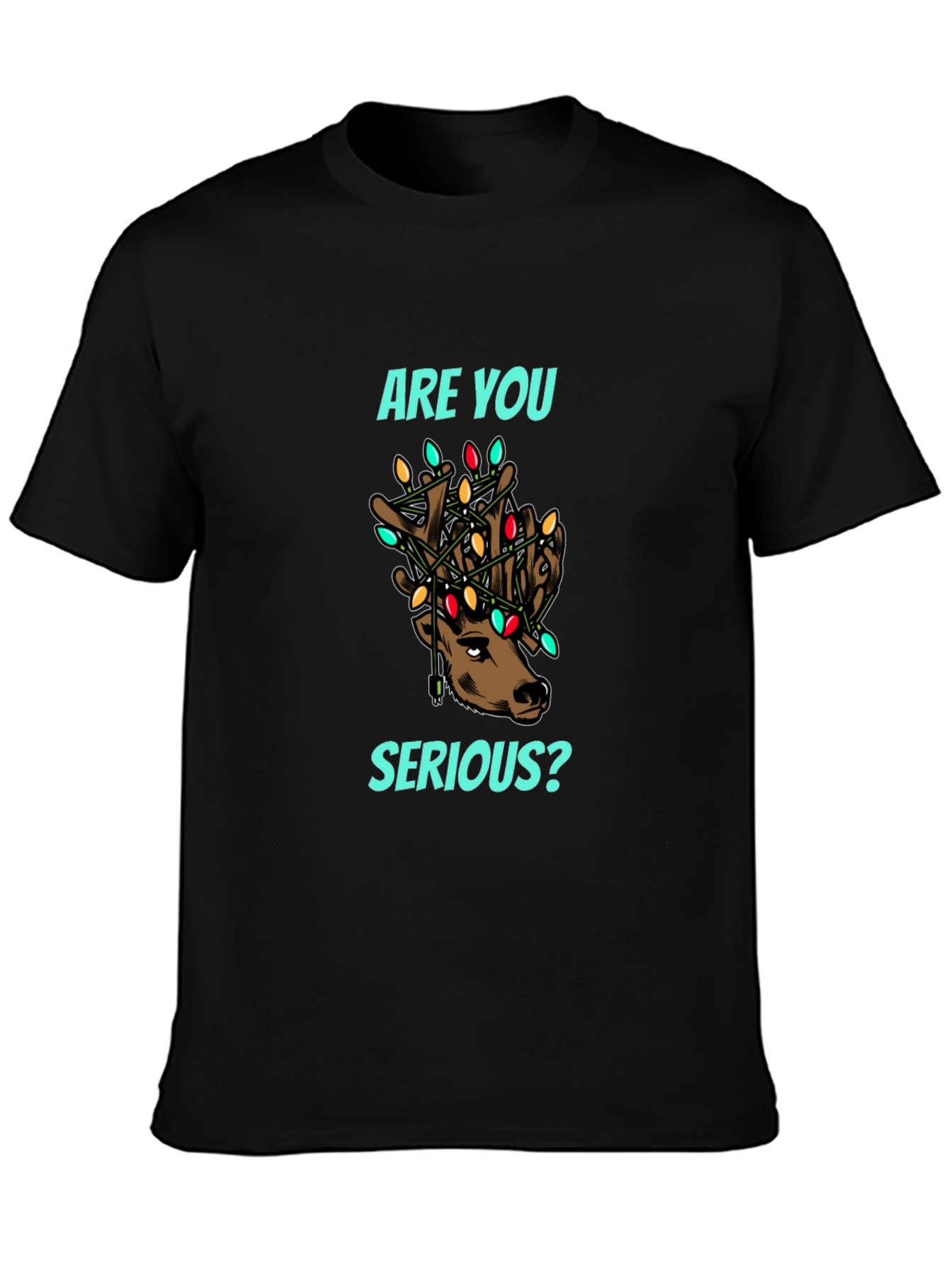 Are You Serious? Reindeer Christmas Lights T-Shirt