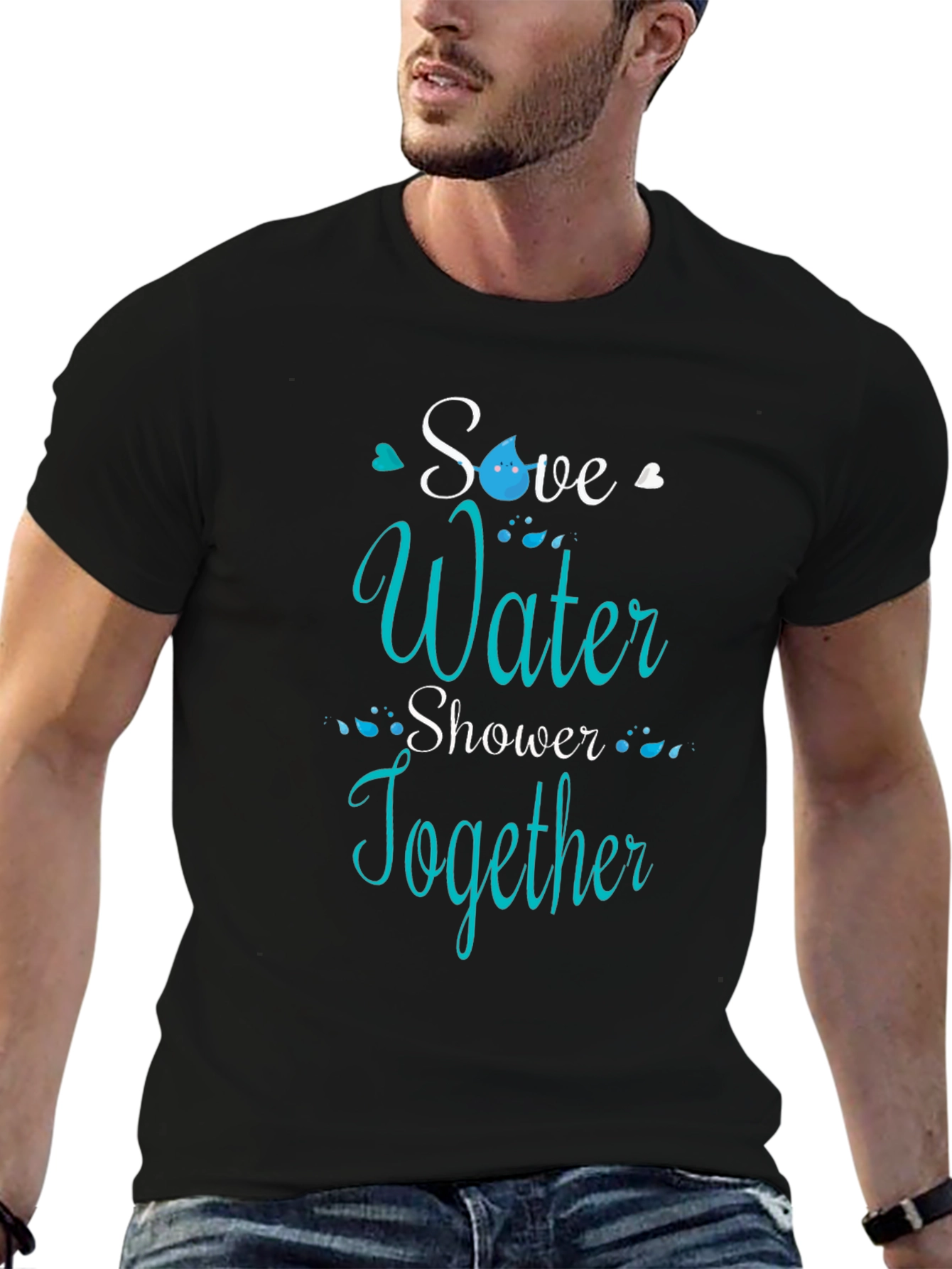 Save Water Shower Together Graphic Tee - Black
