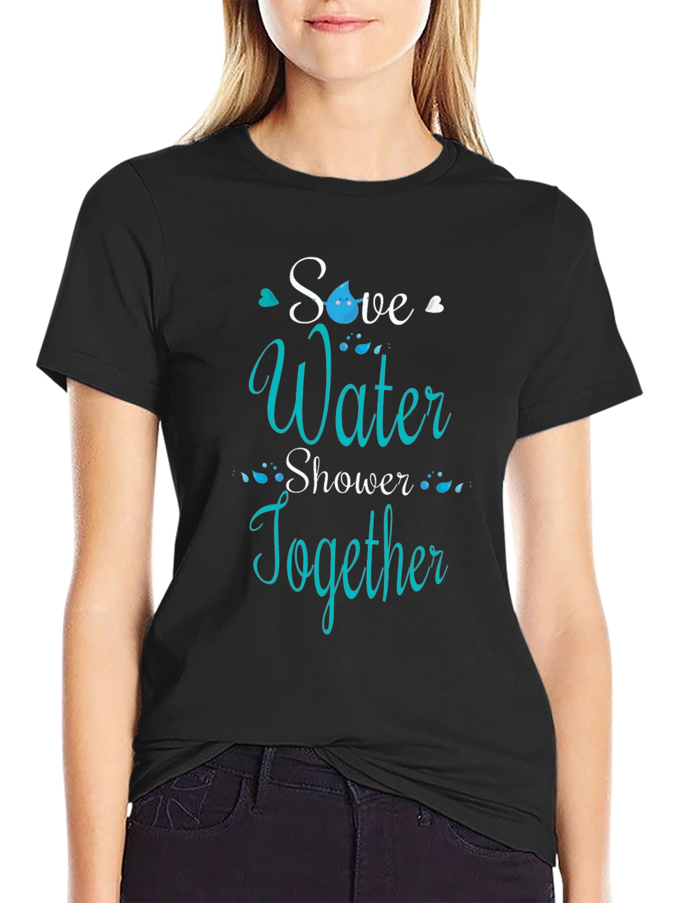 Save Water Shower Together Graphic Tee - Black