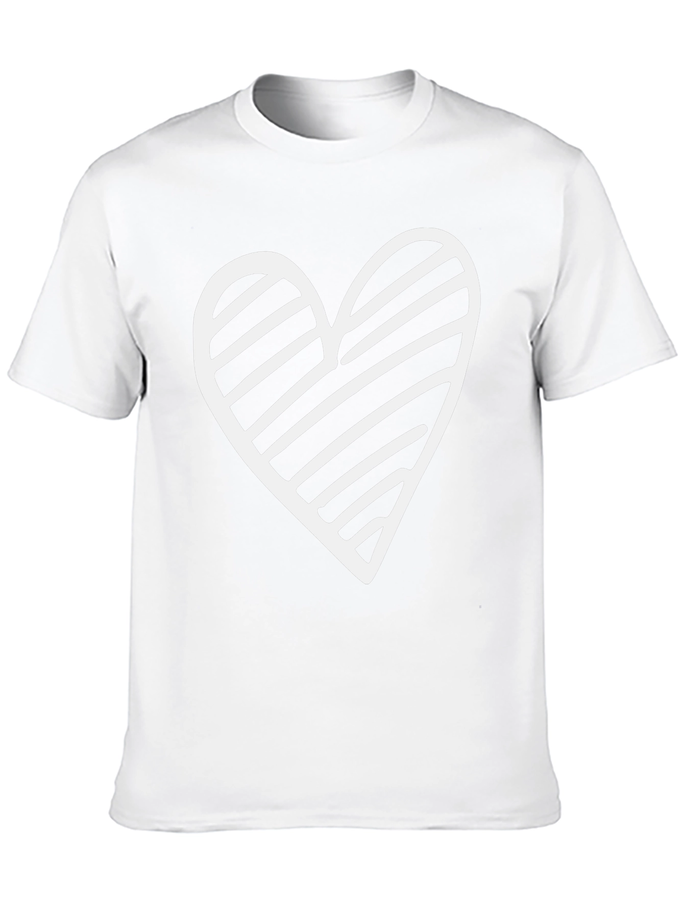 Black T-Shirt with White Striped Heart Graphic