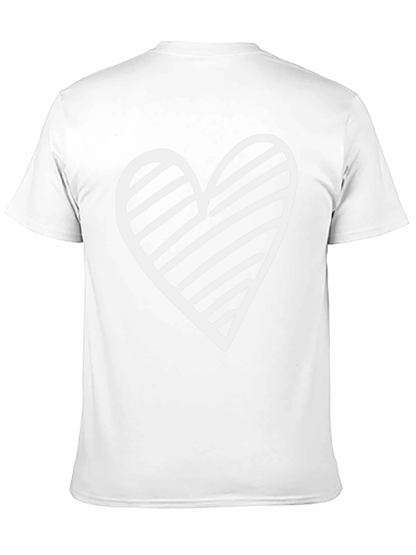Black T-Shirt with White Striped Heart Graphic