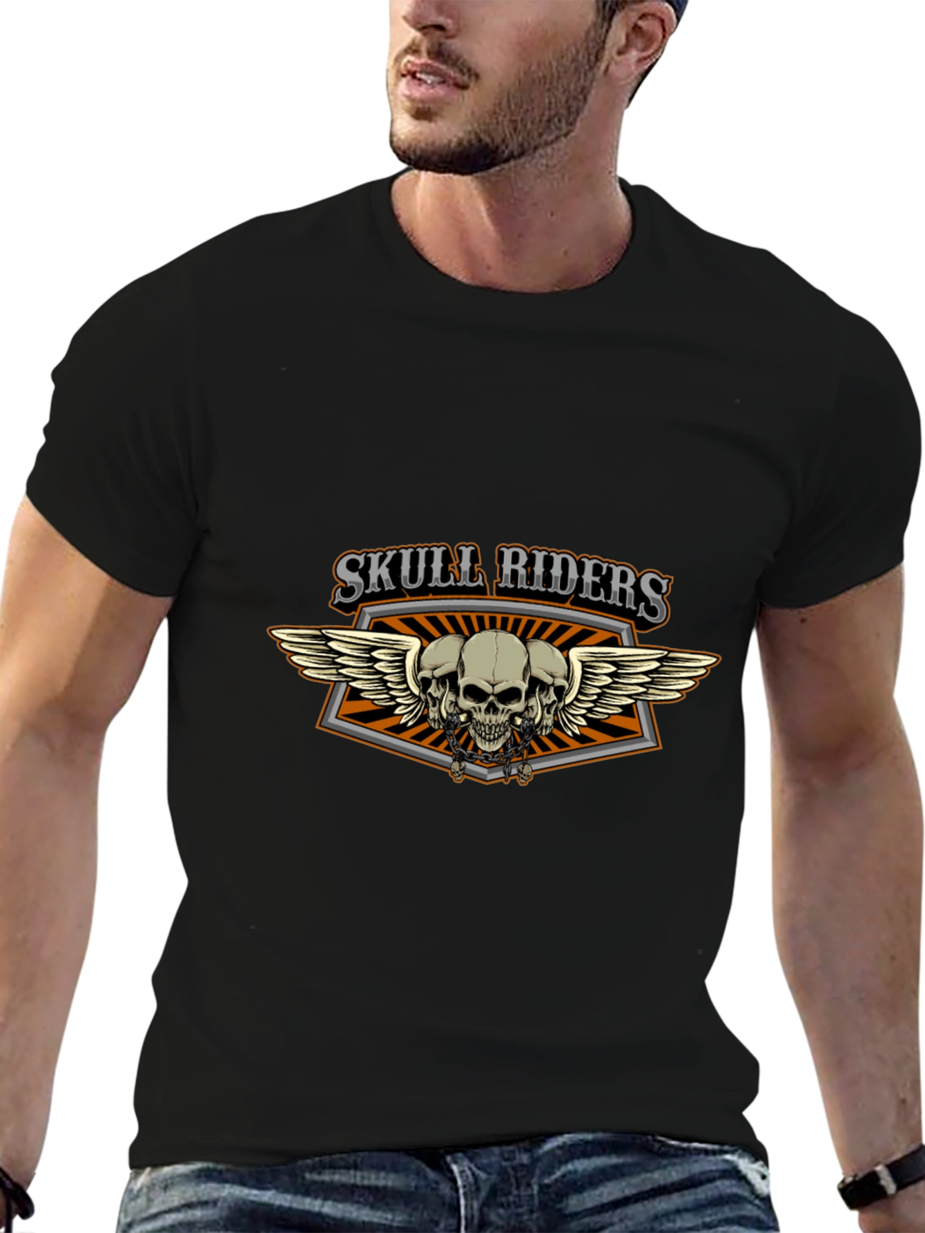 Skull Riders Graphic Print Black T-Shirt