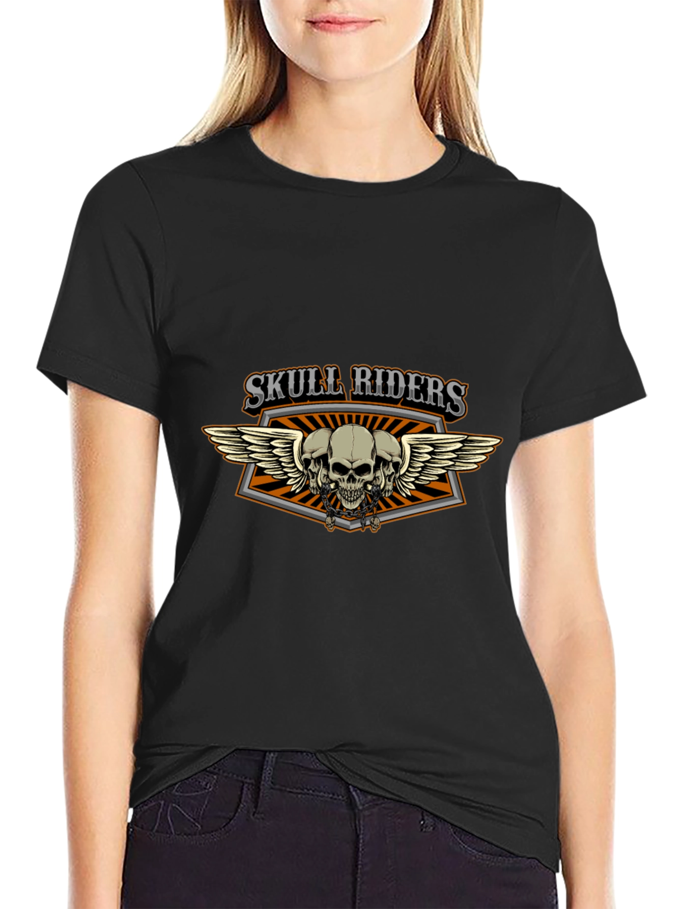 Skull Riders Graphic Print Black T-Shirt