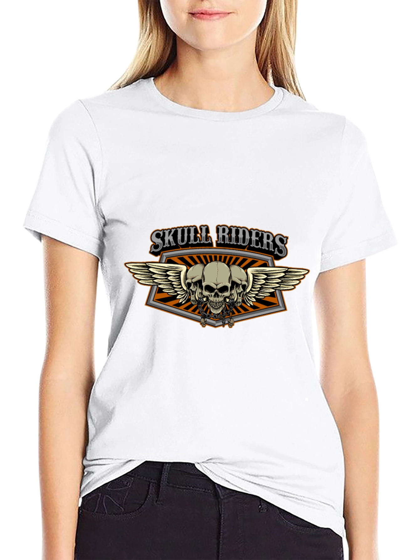 Skull Riders Graphic Print Black T-Shirt