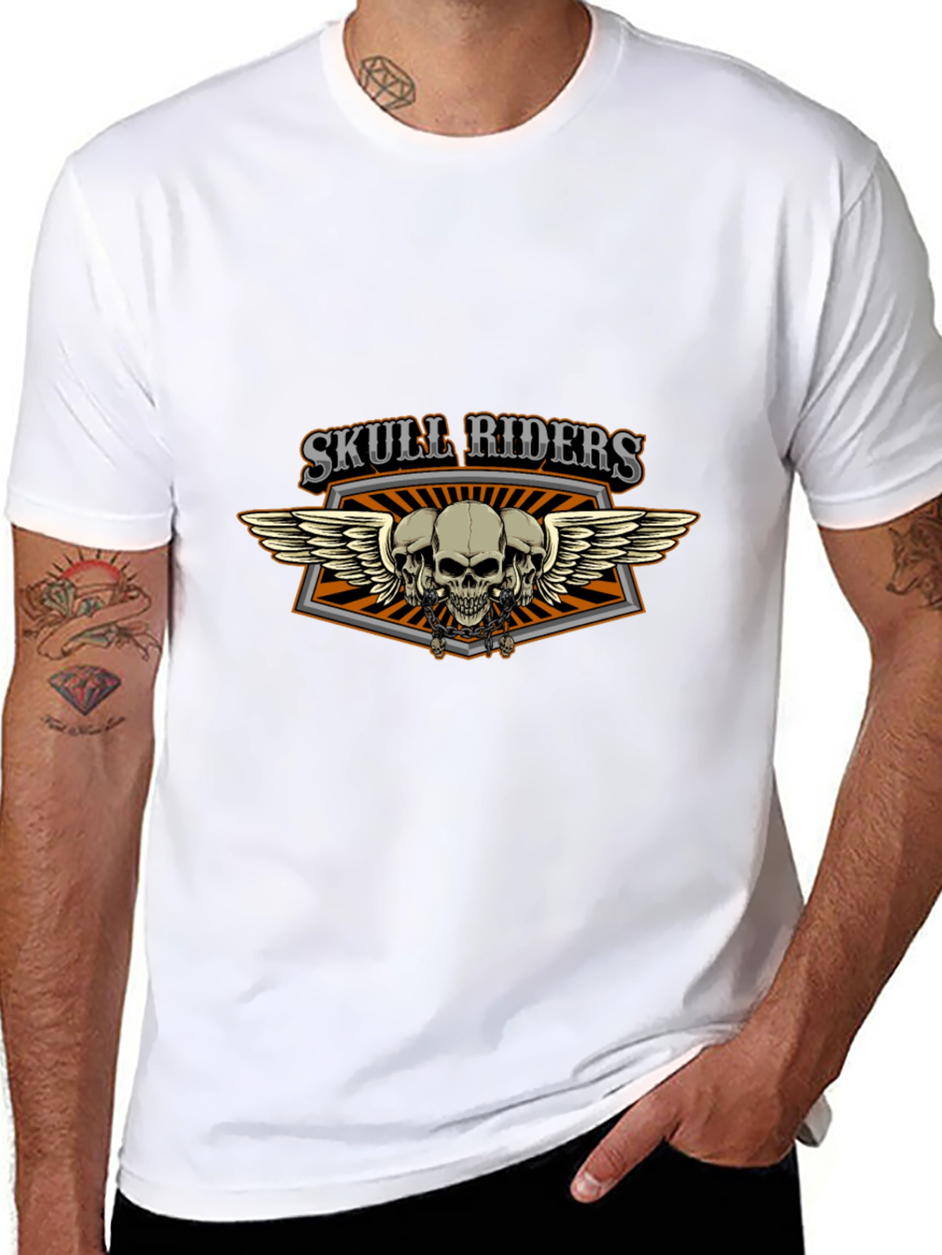 Skull Riders Graphic Print Black T-Shirt