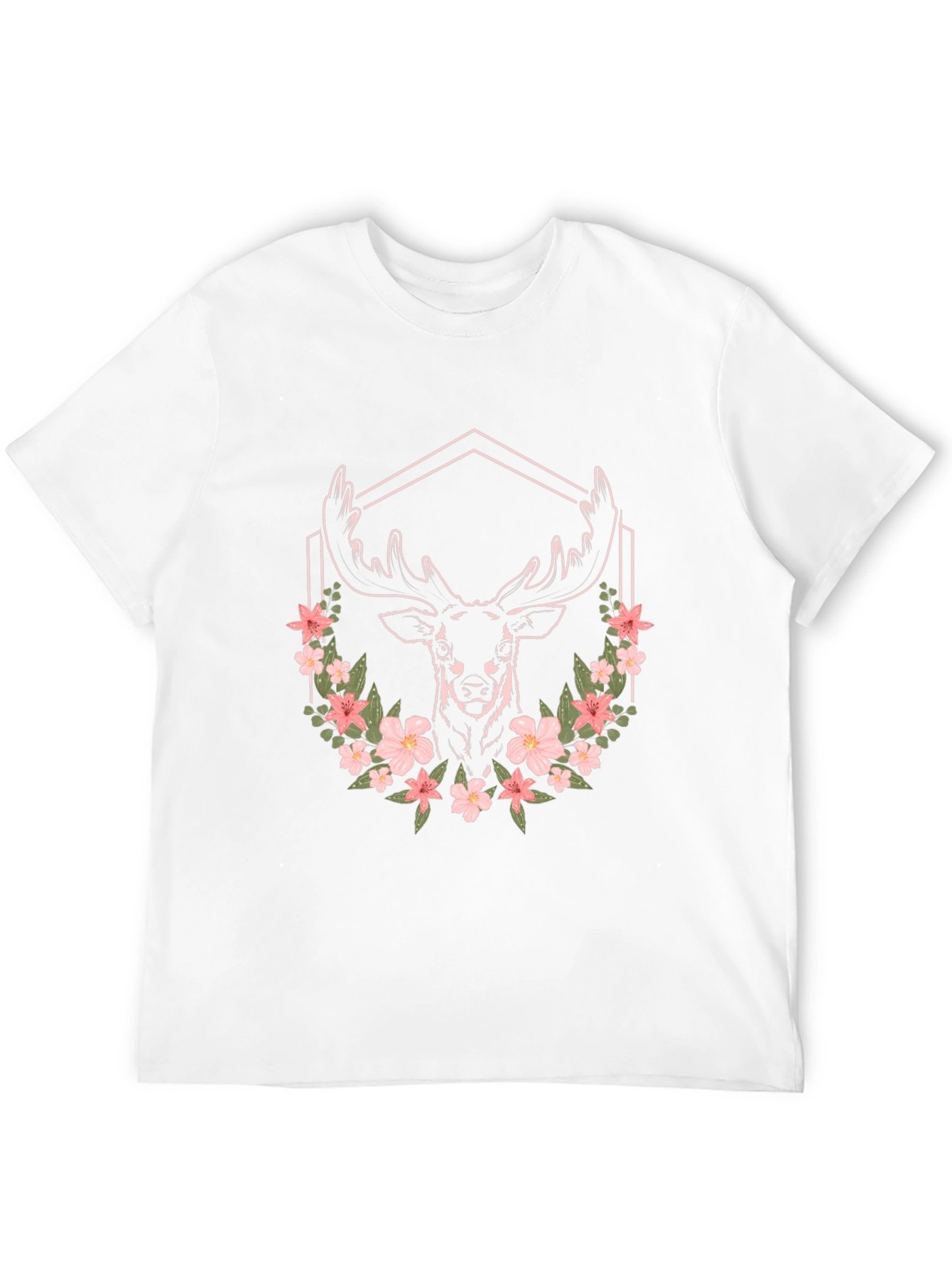 Floral Deer Graphic Tee - Unisex Black T-Shirt