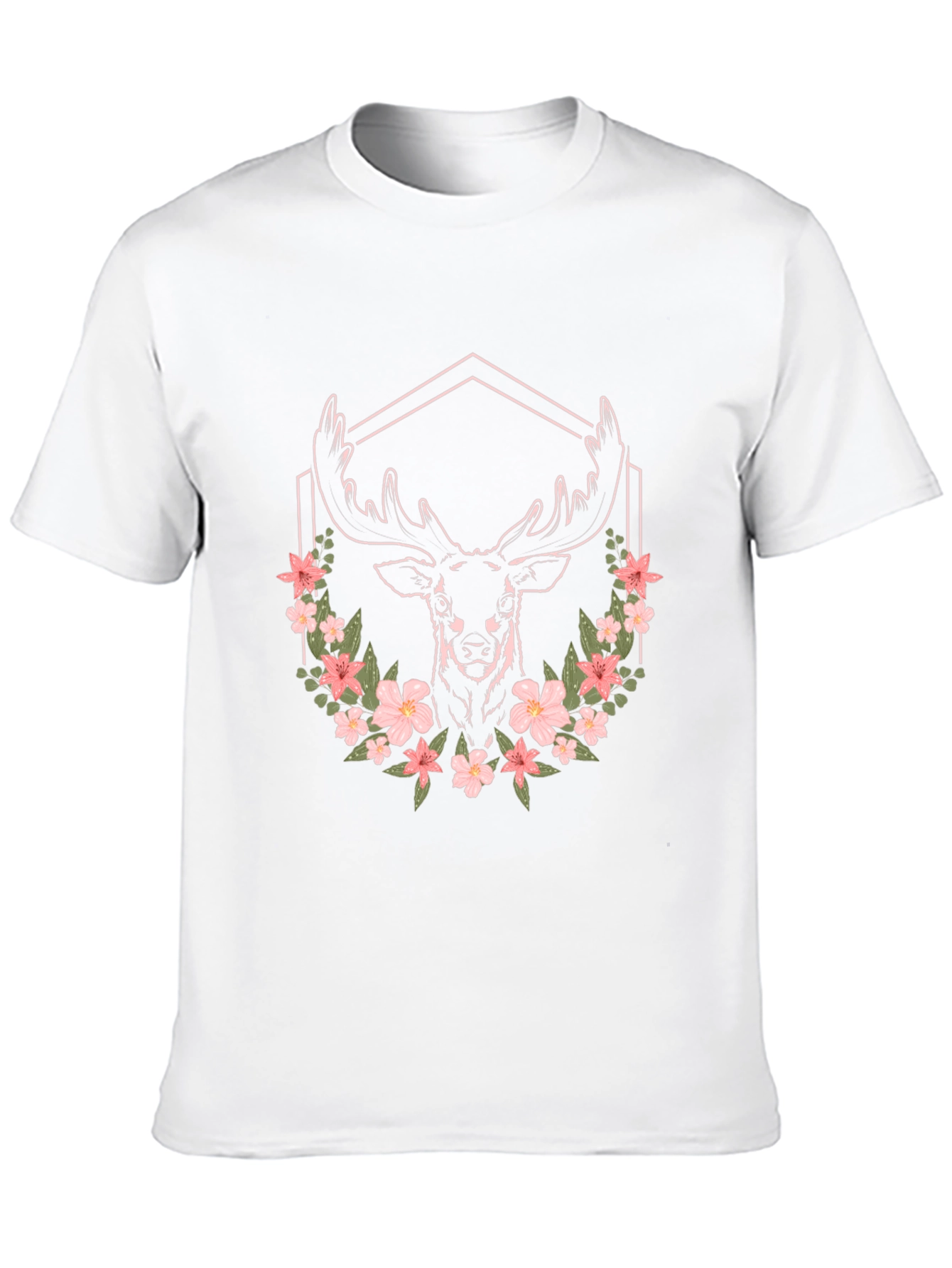 Floral Deer Graphic Tee - Unisex Black T-Shirt