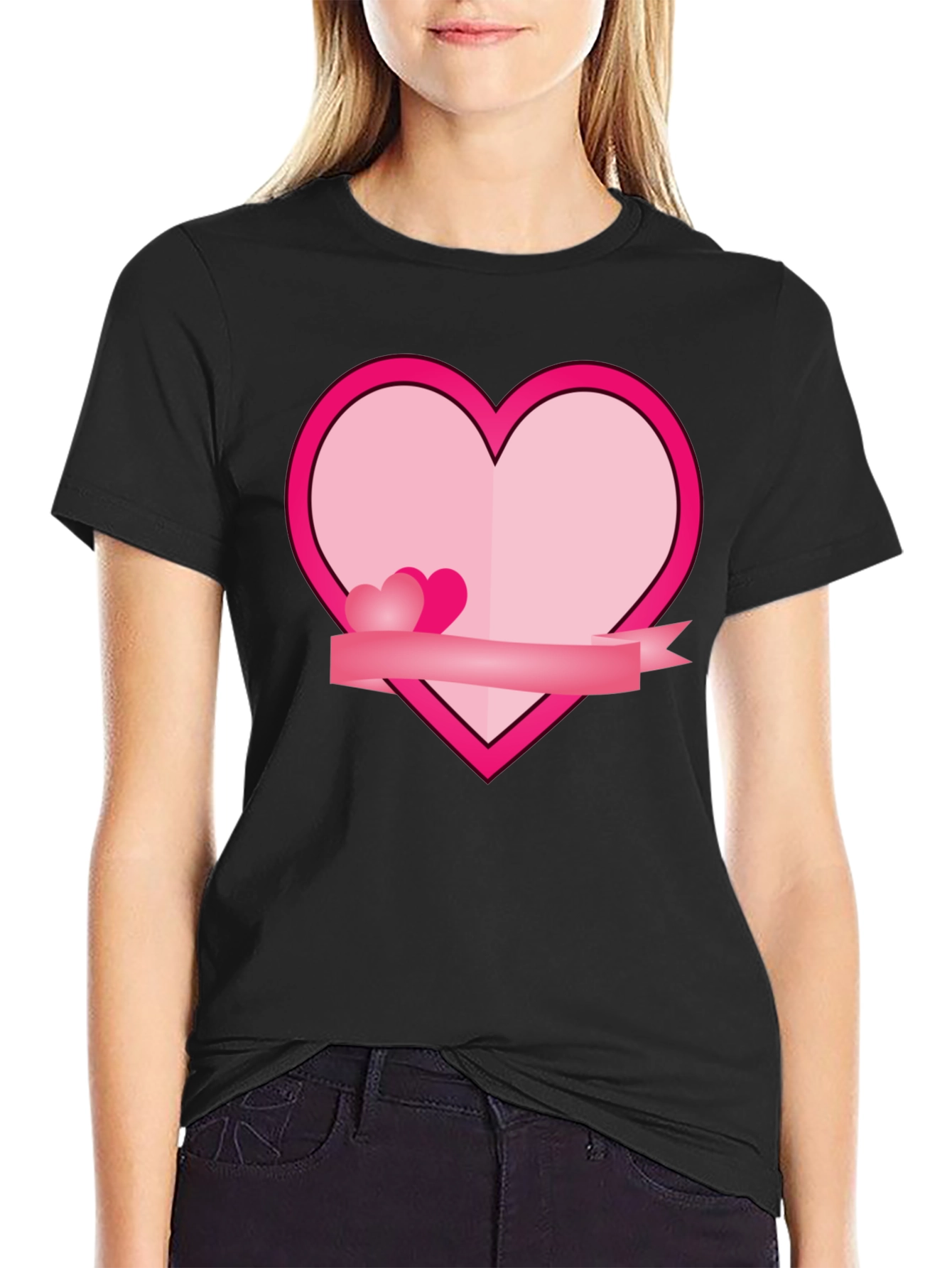 Heart Graphic Black T-Shirt - Love & Romance