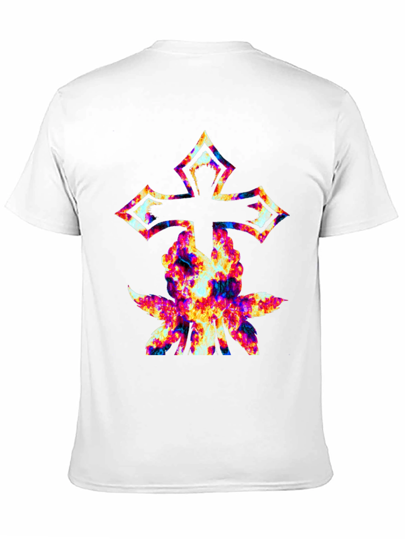 Cross & Floral Graphic Black T-Shirt