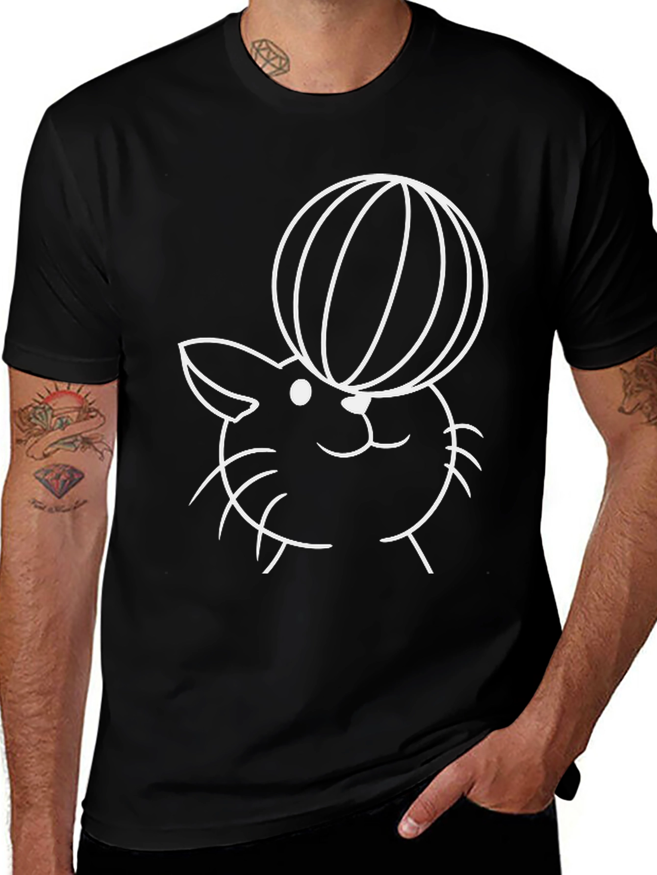 Cute Cartoon Bunny Balance Ball Graphic T-Shirt