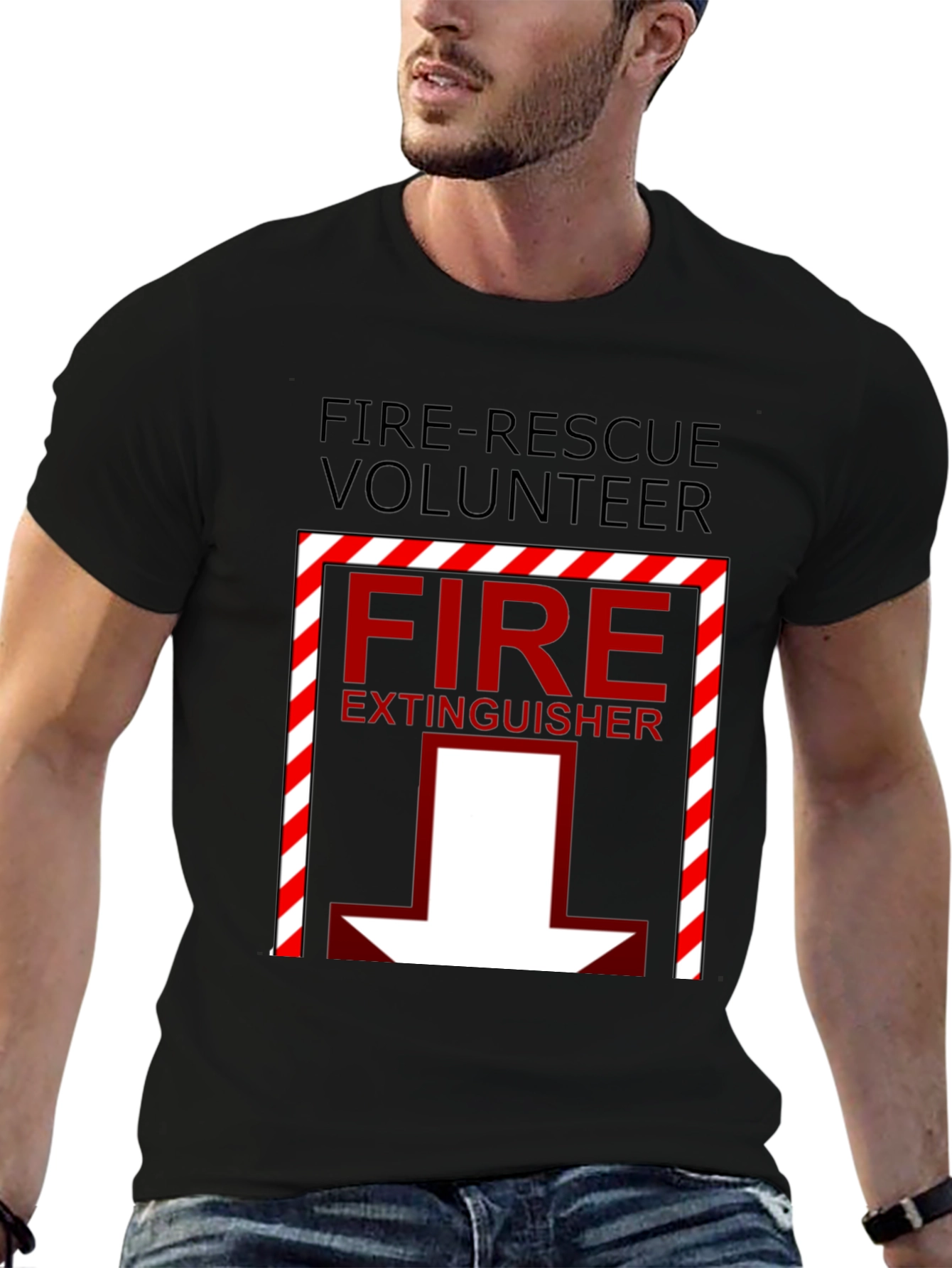 Fire Rescue Volunteer T-Shirt: Fire Extinguisher Graphic Tee