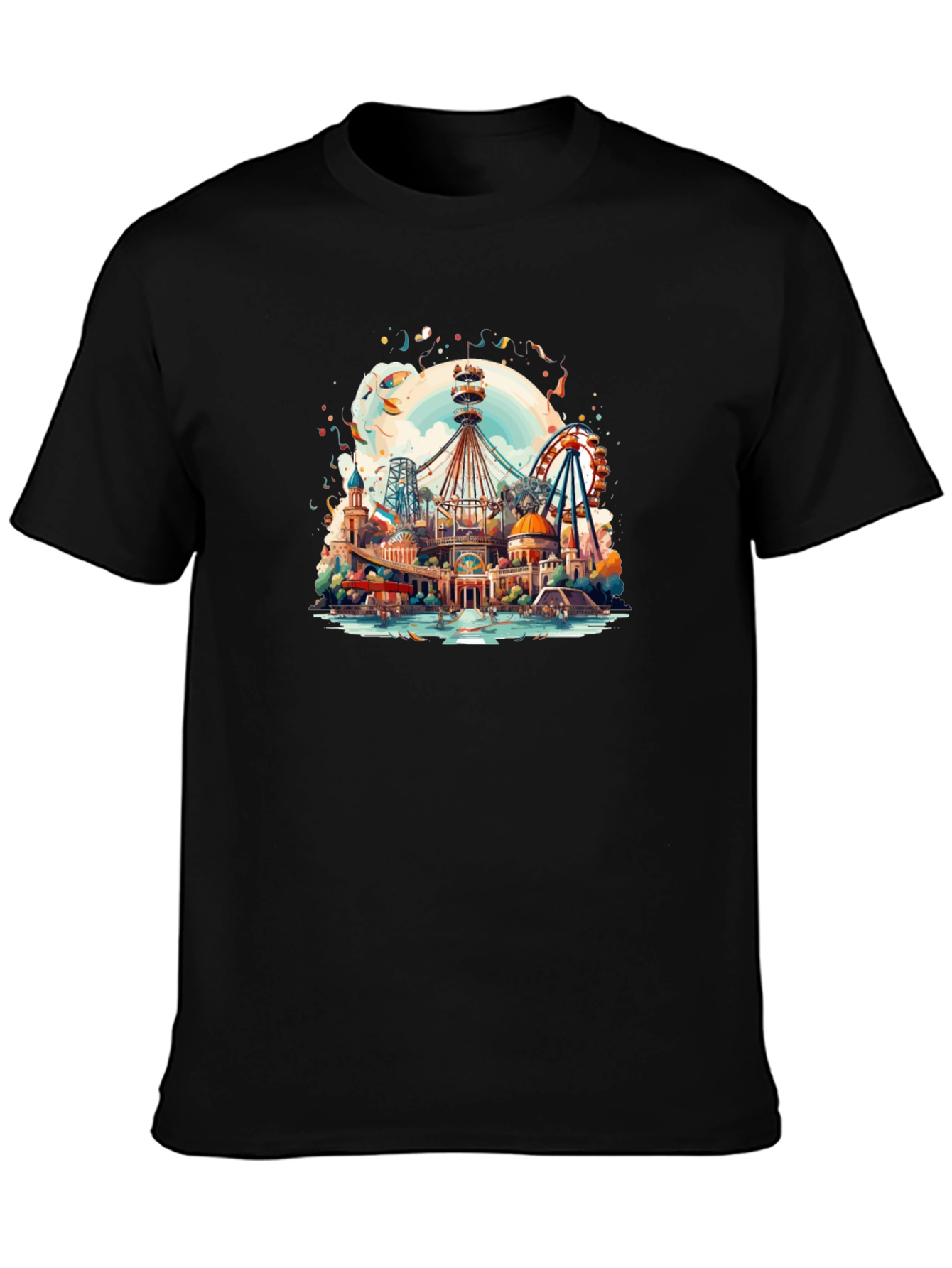 Whimsical Amusement Park Graphic Tee - Cotton Comfort