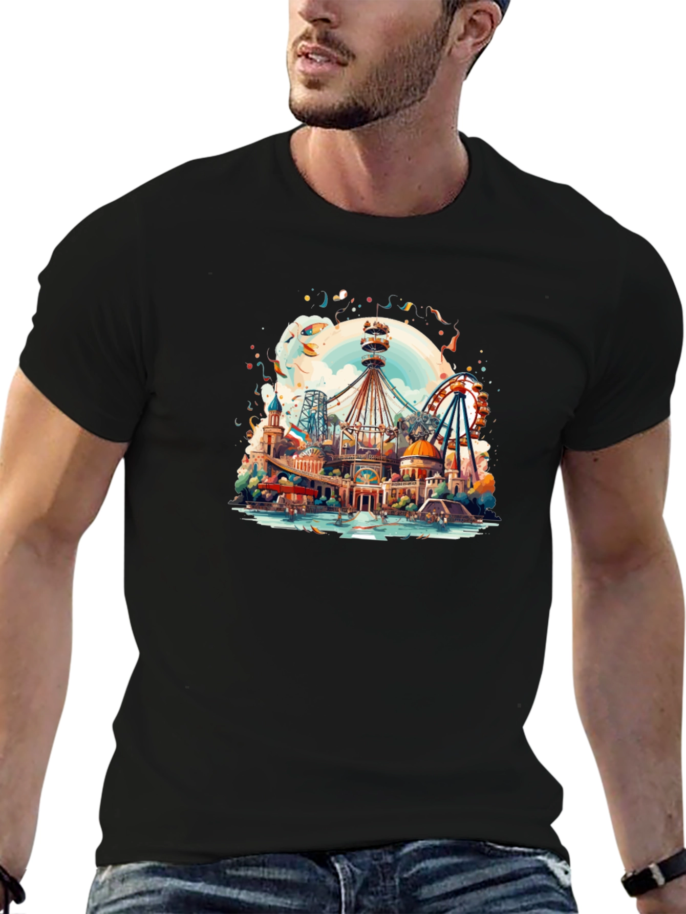Whimsical Amusement Park Graphic Tee - Cotton Comfort