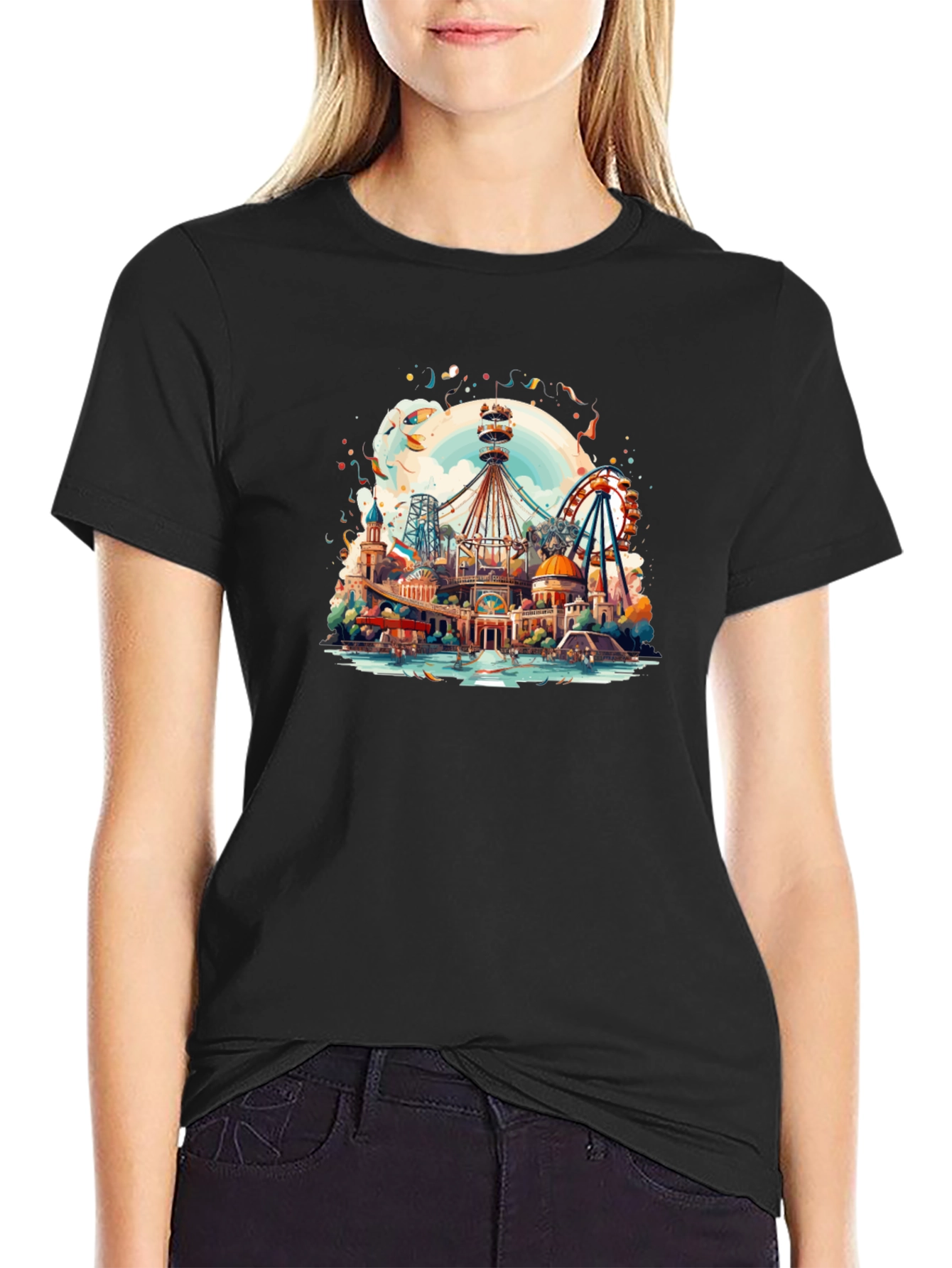 Whimsical Amusement Park Graphic Tee - Cotton Comfort