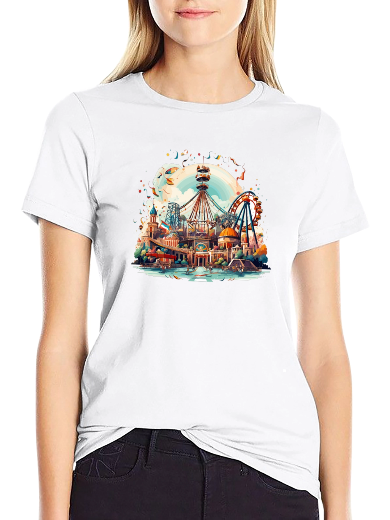 Whimsical Amusement Park Graphic Tee - Cotton Comfort