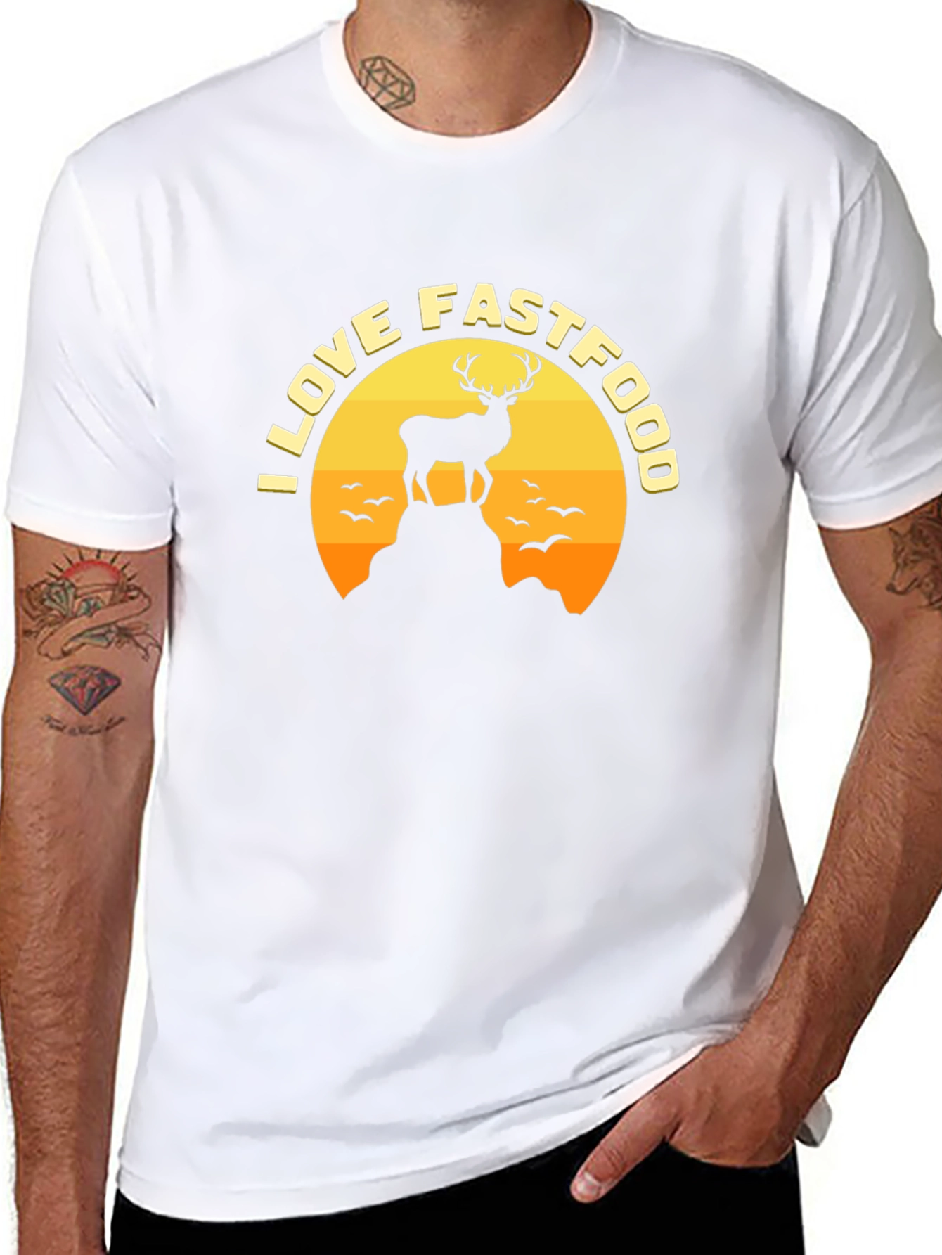 I Love Fast Food Deer Graphic Tee