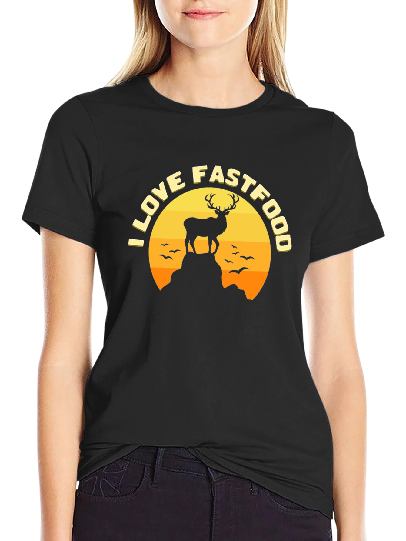 I Love Fast Food Deer Graphic Tee