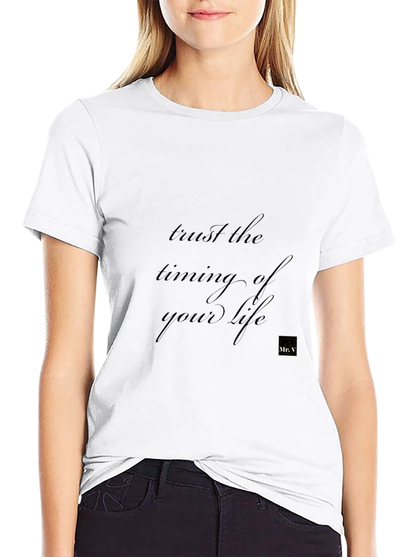 Trust The Timing Of Your Life Black Tee