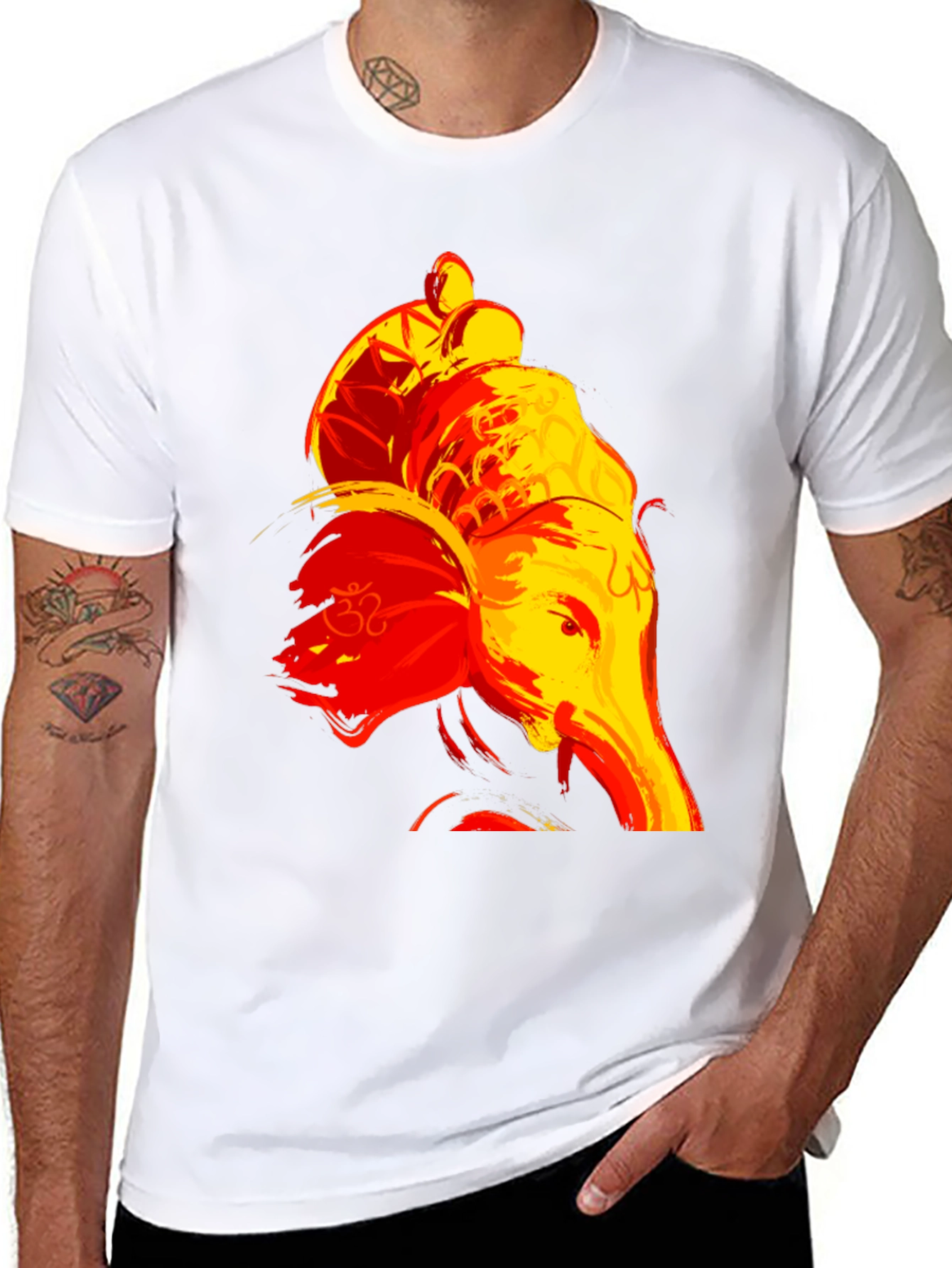 Ganesha Graphic Tee - Brush Stroke Design