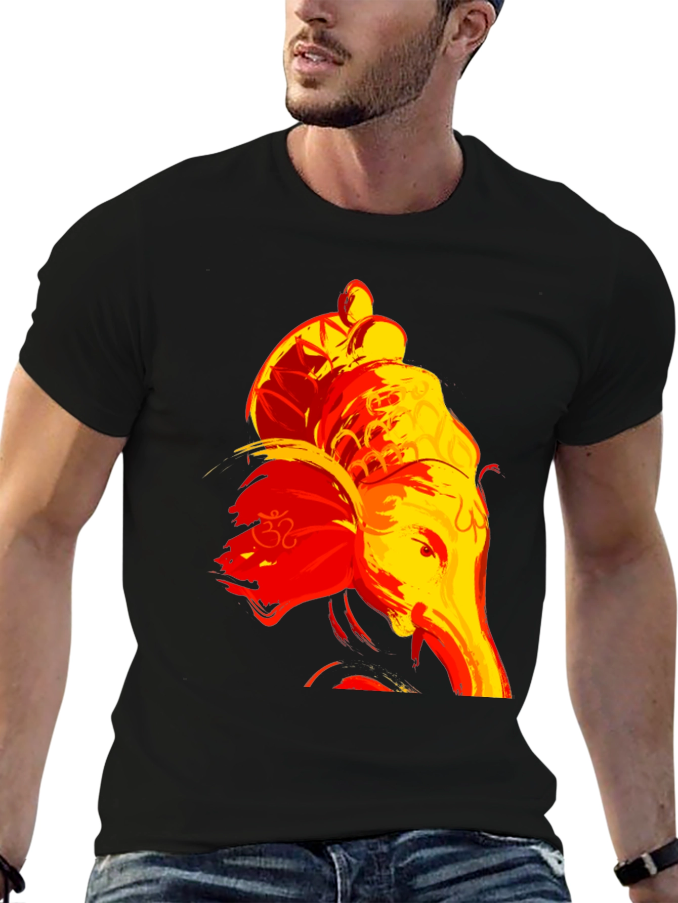 Ganesha Graphic Tee - Brush Stroke Design