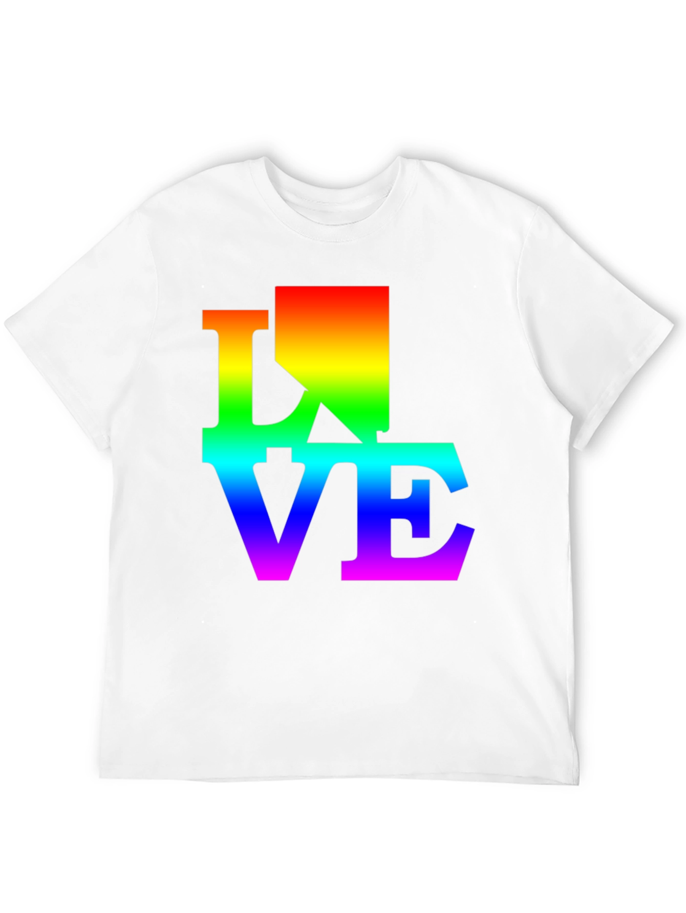 Rainbow LOVE Graphic Print Black T-Shirt