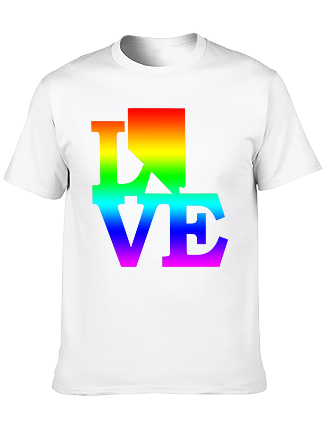 Rainbow LOVE Graphic Print Black T-Shirt