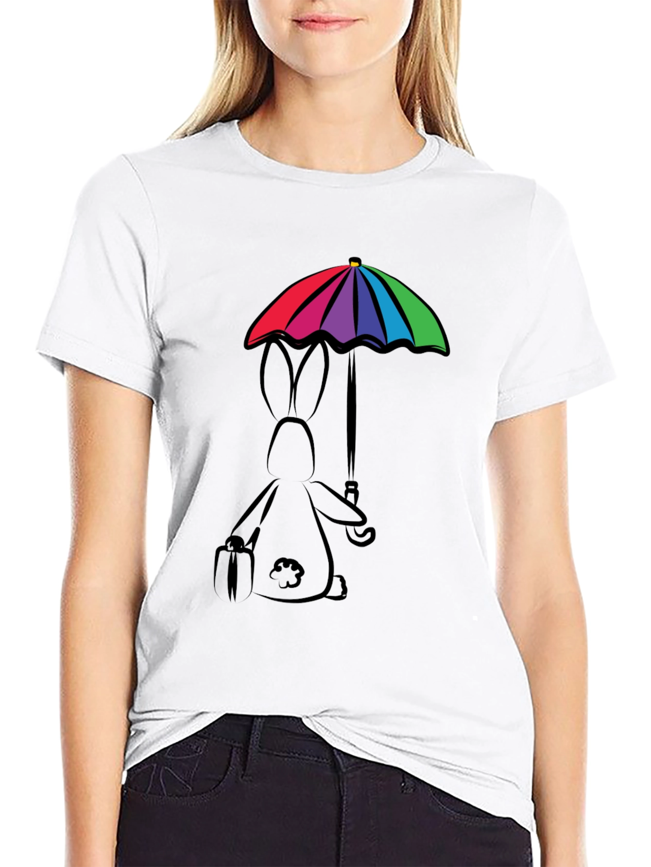 Rainbow Umbrella Bunny T-Shirt